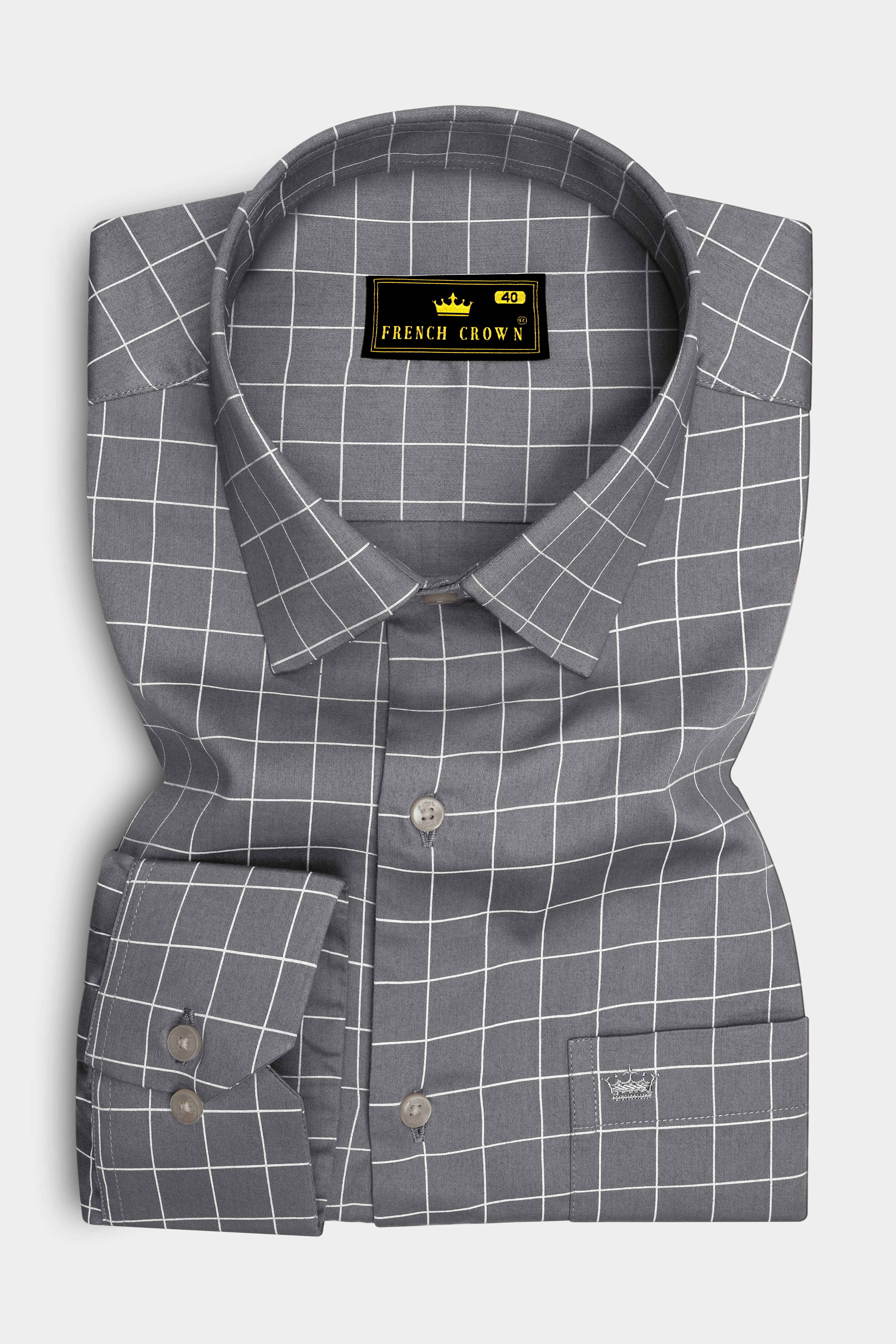 Argent-Shuttle Gray And Bright White Windowpane Subtle Sheen Super Soft Premium Cotton Dress Shirt 14561-38, 14561-H-38, 14561-39, 14561-H-39, 14561-40, 14561-H-40, 14561-42, 14561-H-42, 14561-44, 14561-H-44, 14561-46, 14561-H-46, 14561-48, 14561-H-48, 14561-50, 14561-H-50, 14561-52, 14561-H-52