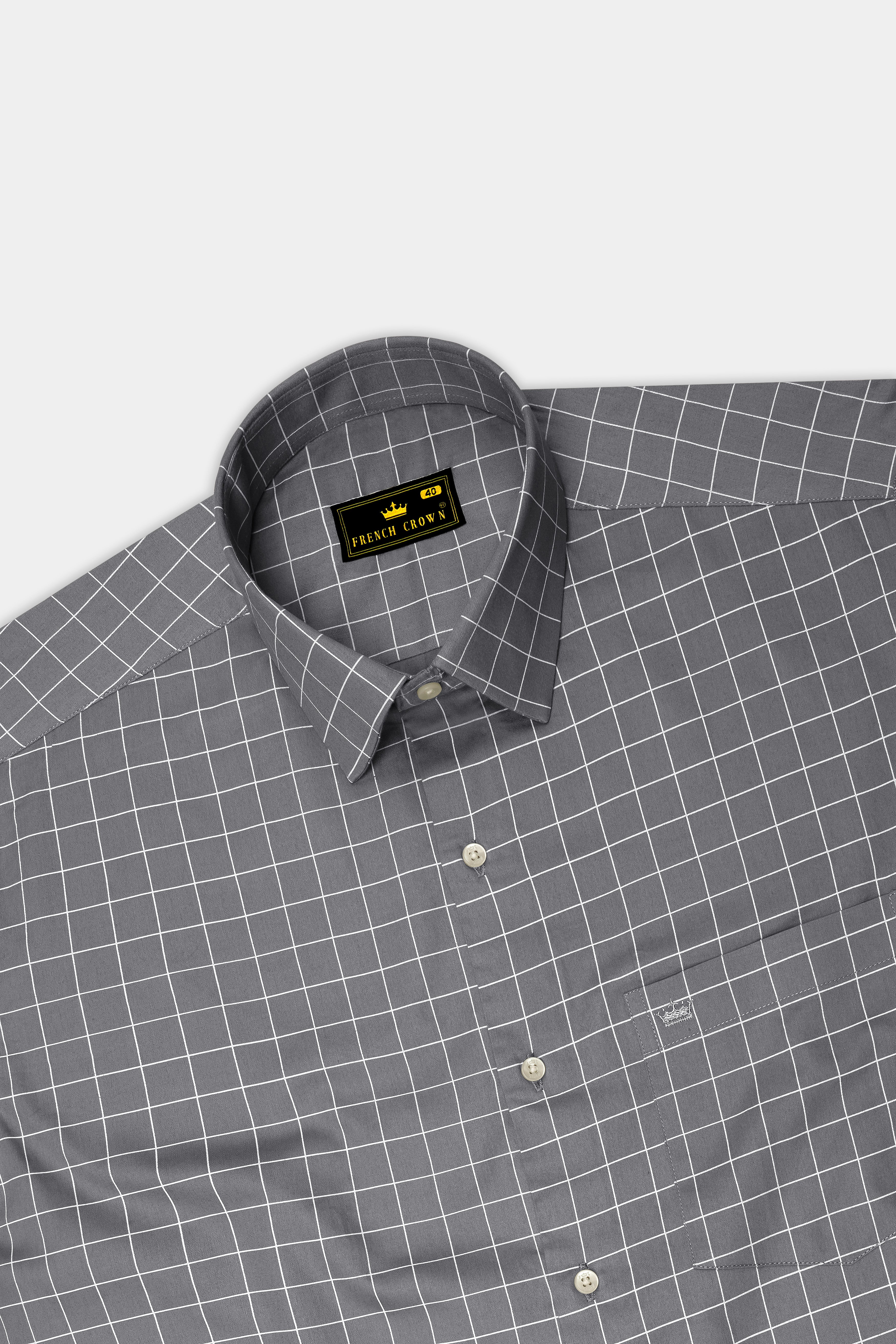 Argent-Shuttle Gray And Bright White Windowpane Subtle Sheen Super Soft Premium Cotton Dress Shirt 14561-38, 14561-H-38, 14561-39, 14561-H-39, 14561-40, 14561-H-40, 14561-42, 14561-H-42, 14561-44, 14561-H-44, 14561-46, 14561-H-46, 14561-48, 14561-H-48, 14561-50, 14561-H-50, 14561-52, 14561-H-52