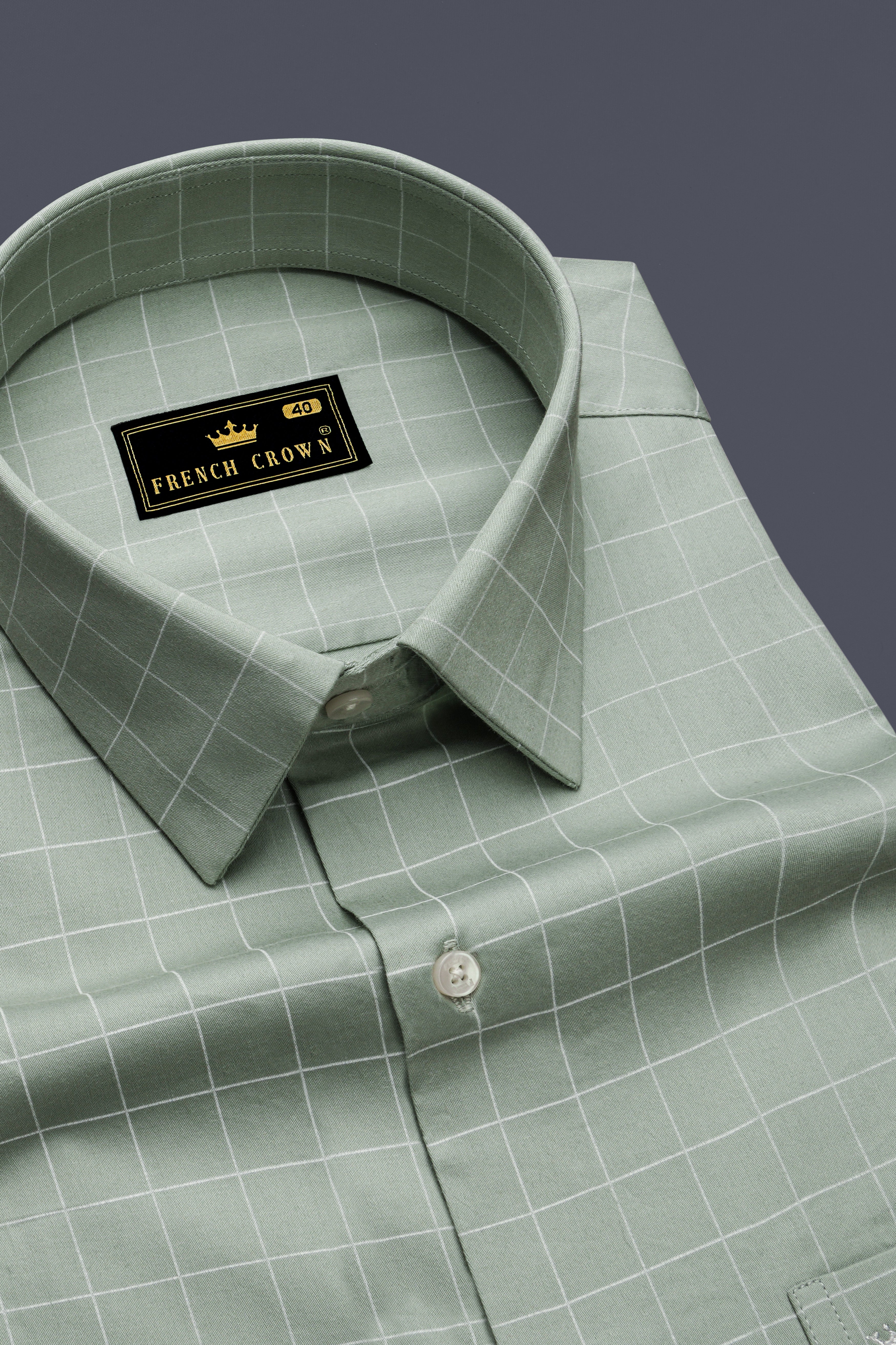 Verdant-Chalice Green And Bright White Windowpane Subtle Sheen Super Soft Premium Cotton Dress Shirt