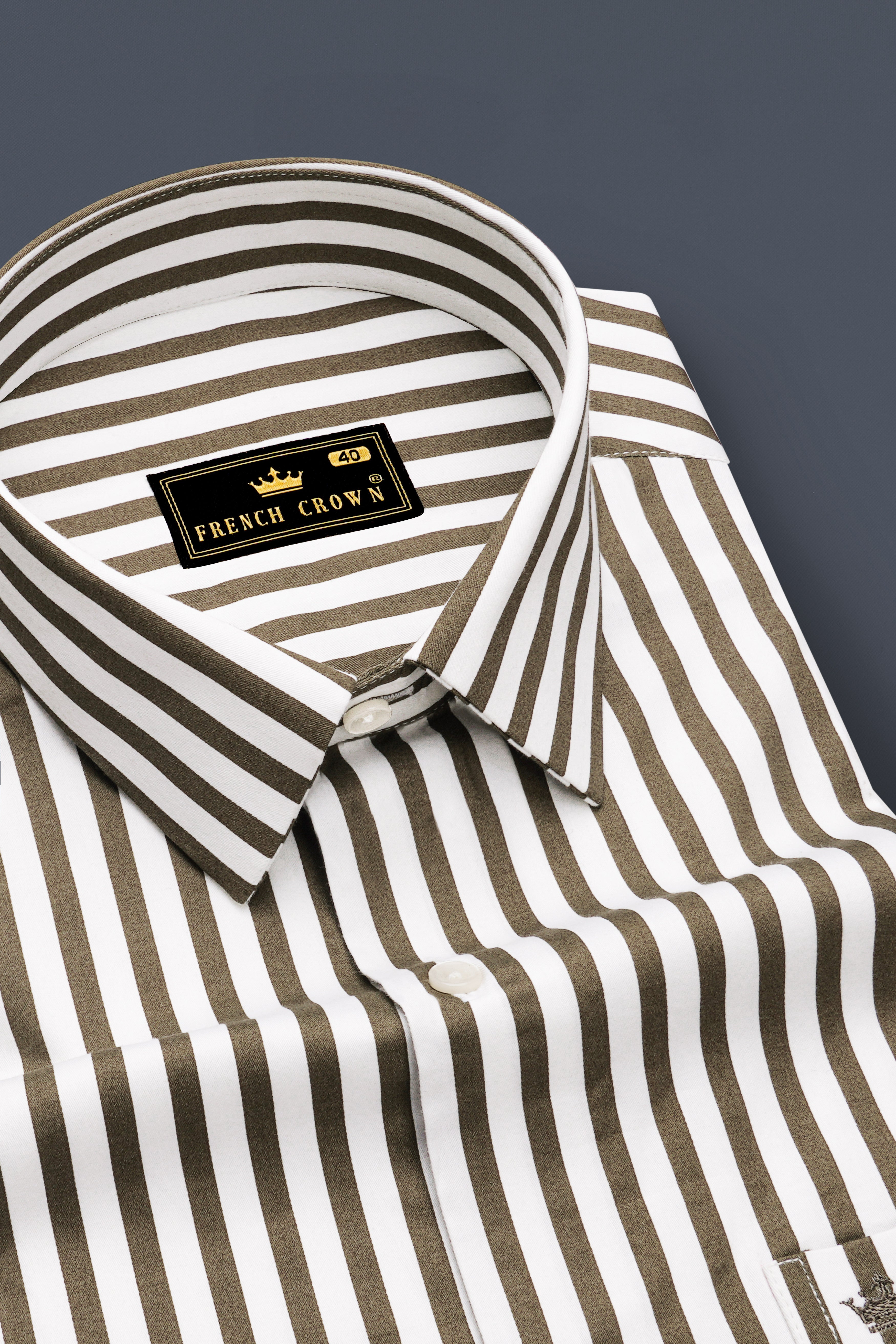 Meadow-Hemlock Green And Bright White Candy Striped Subtle Sheen Super Soft Premium Cotton Dress Shirt