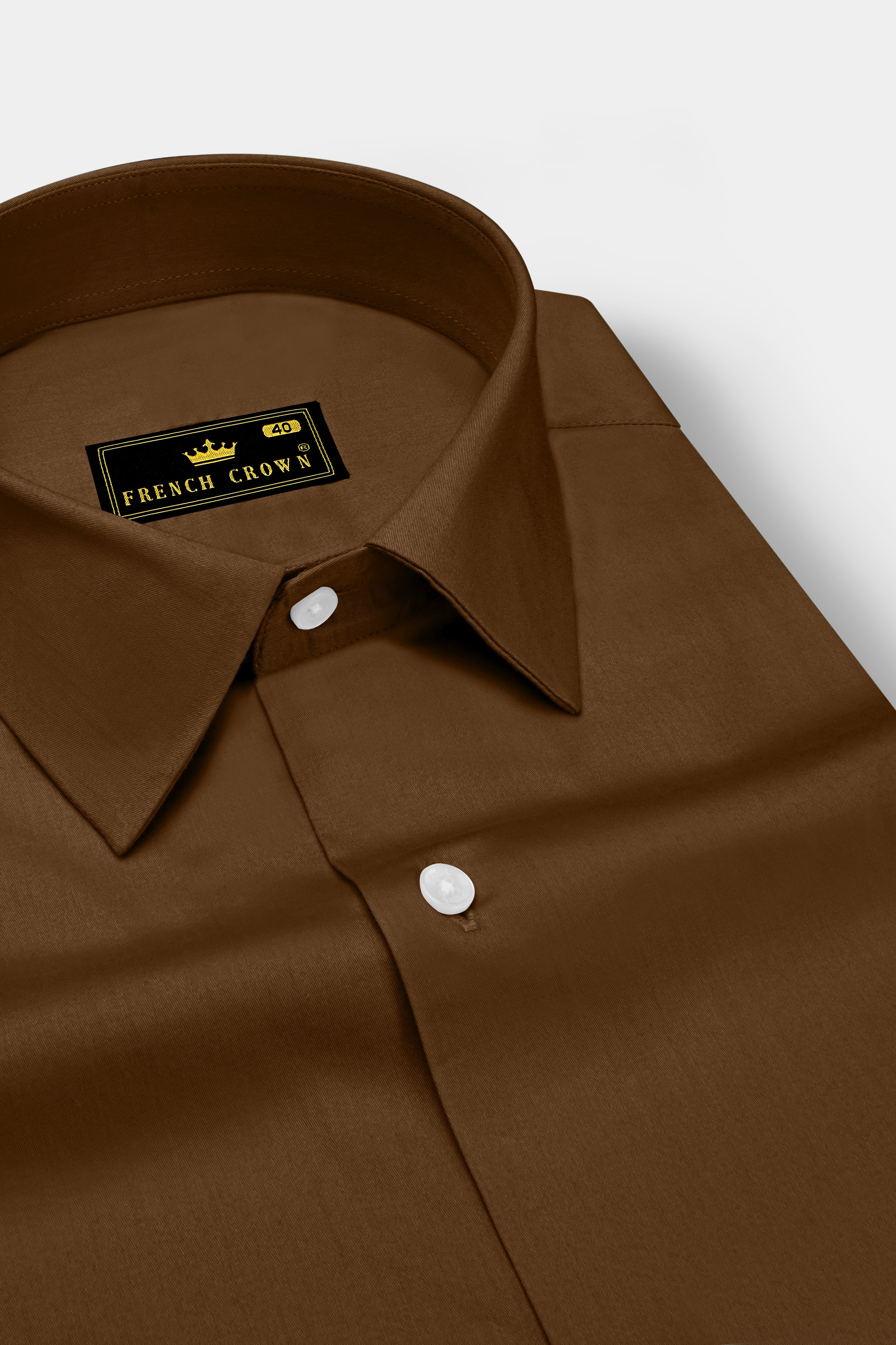 Umber-Otter Brown Subtle Sheen Super Soft Premium Cotton Dress Shirt