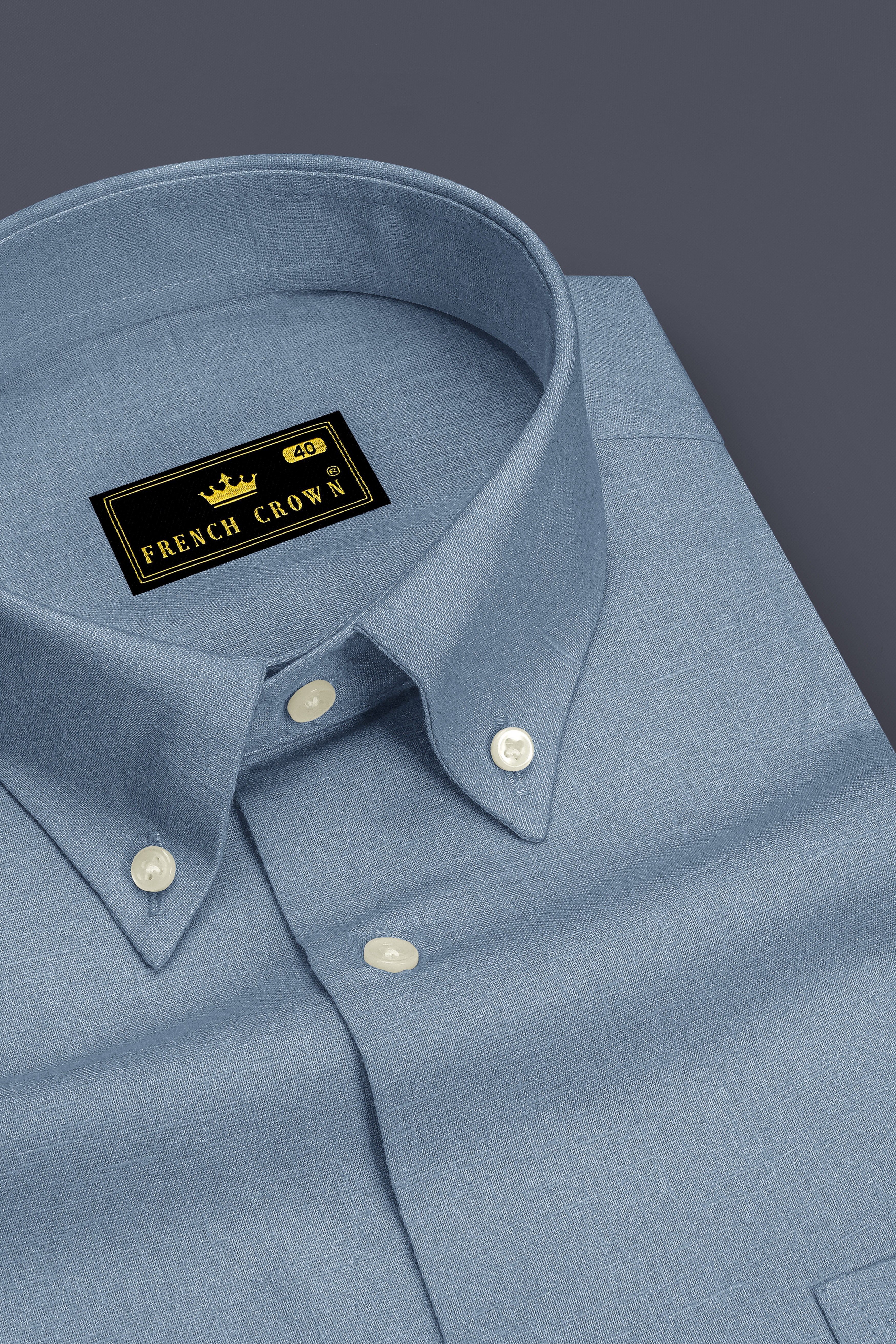 Poise-Waterloo Blue Luxurious Linen Button Down Dress Shirt