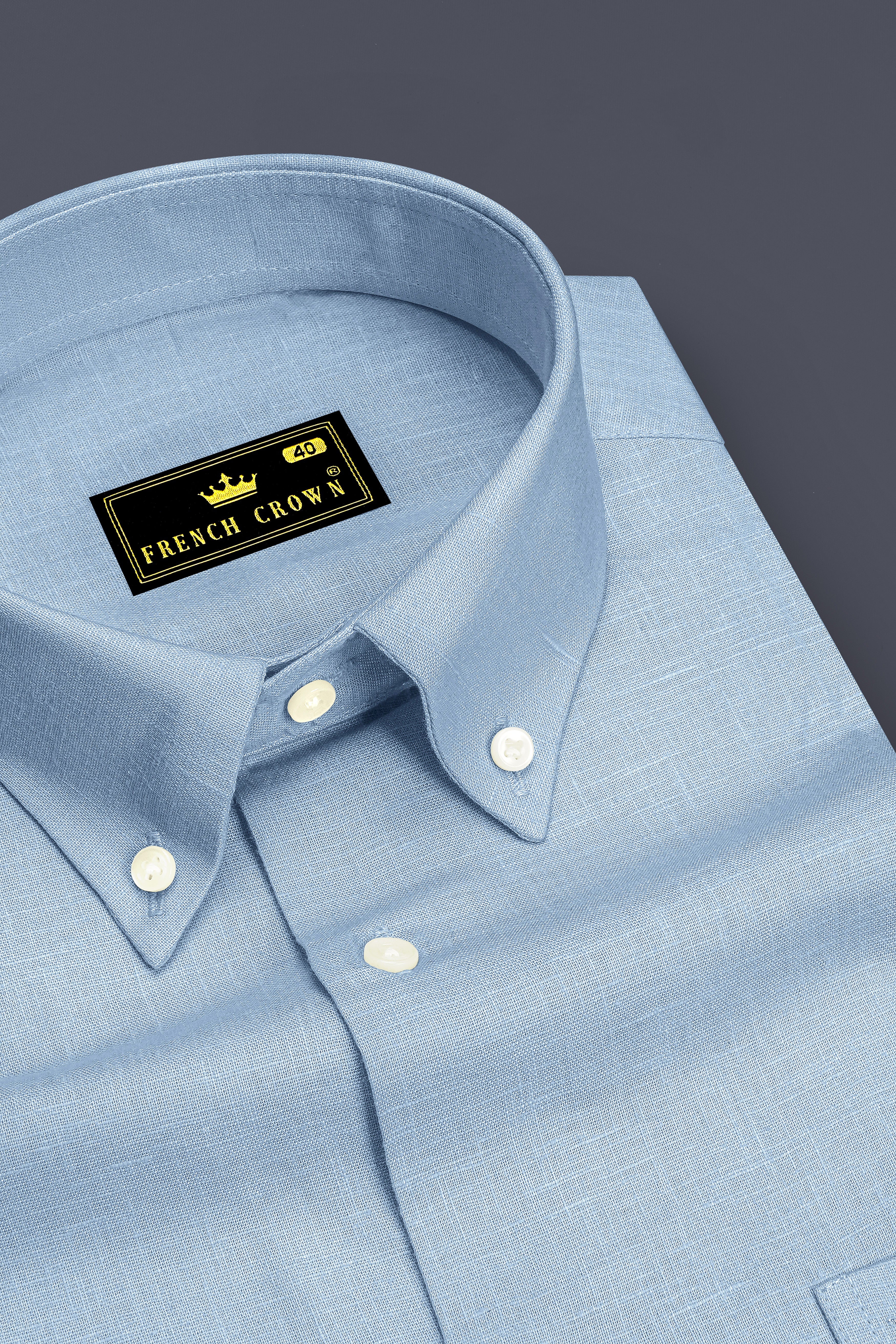 Poise-Waterloo Blue Luxurious Linen Button Down Dress Shirt