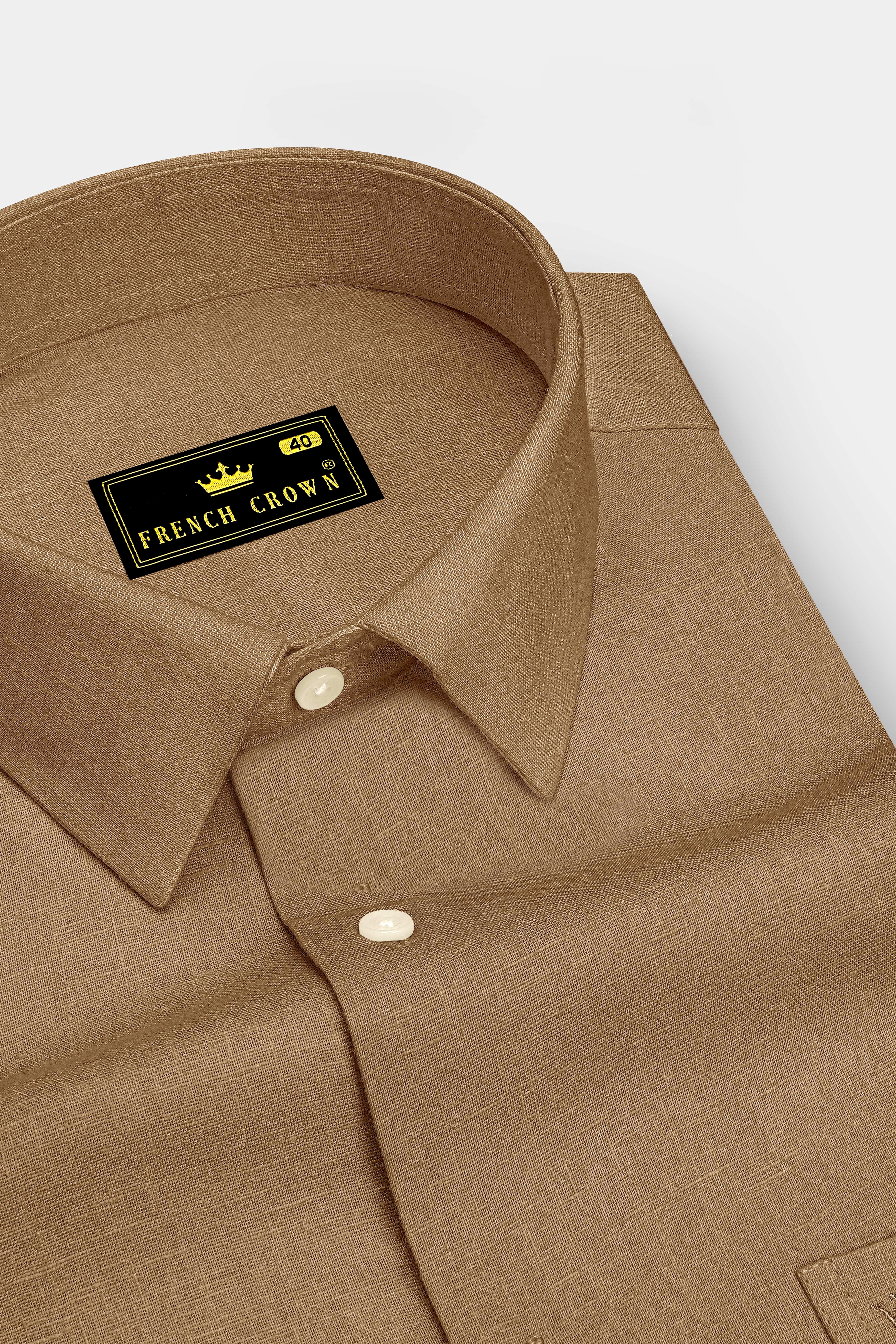 Toast-Pastel Brown Luxurious Linen Dress Shirt