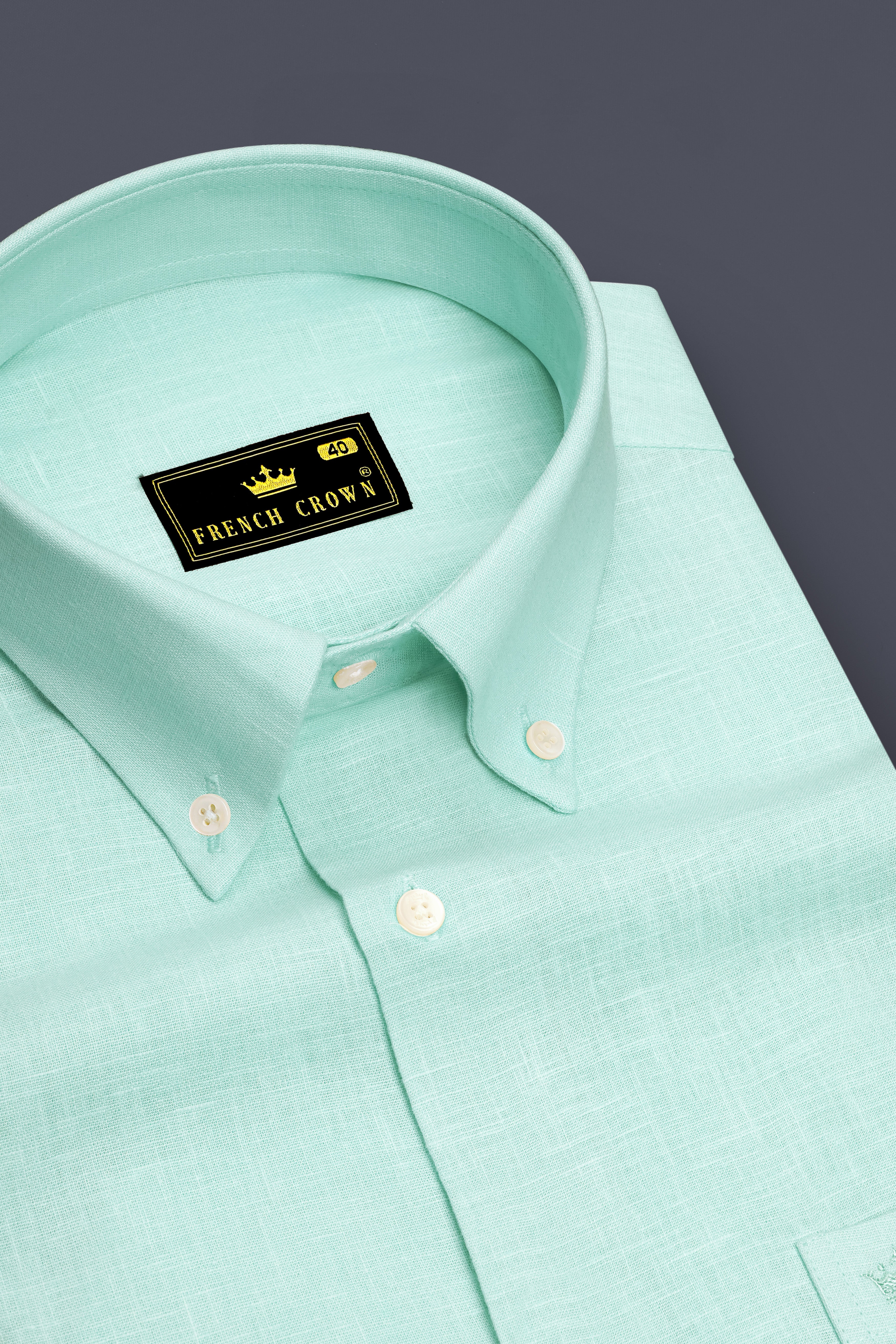 Zenith-Skeptic Blue Luxurious Linen Button Down Dress Shirt