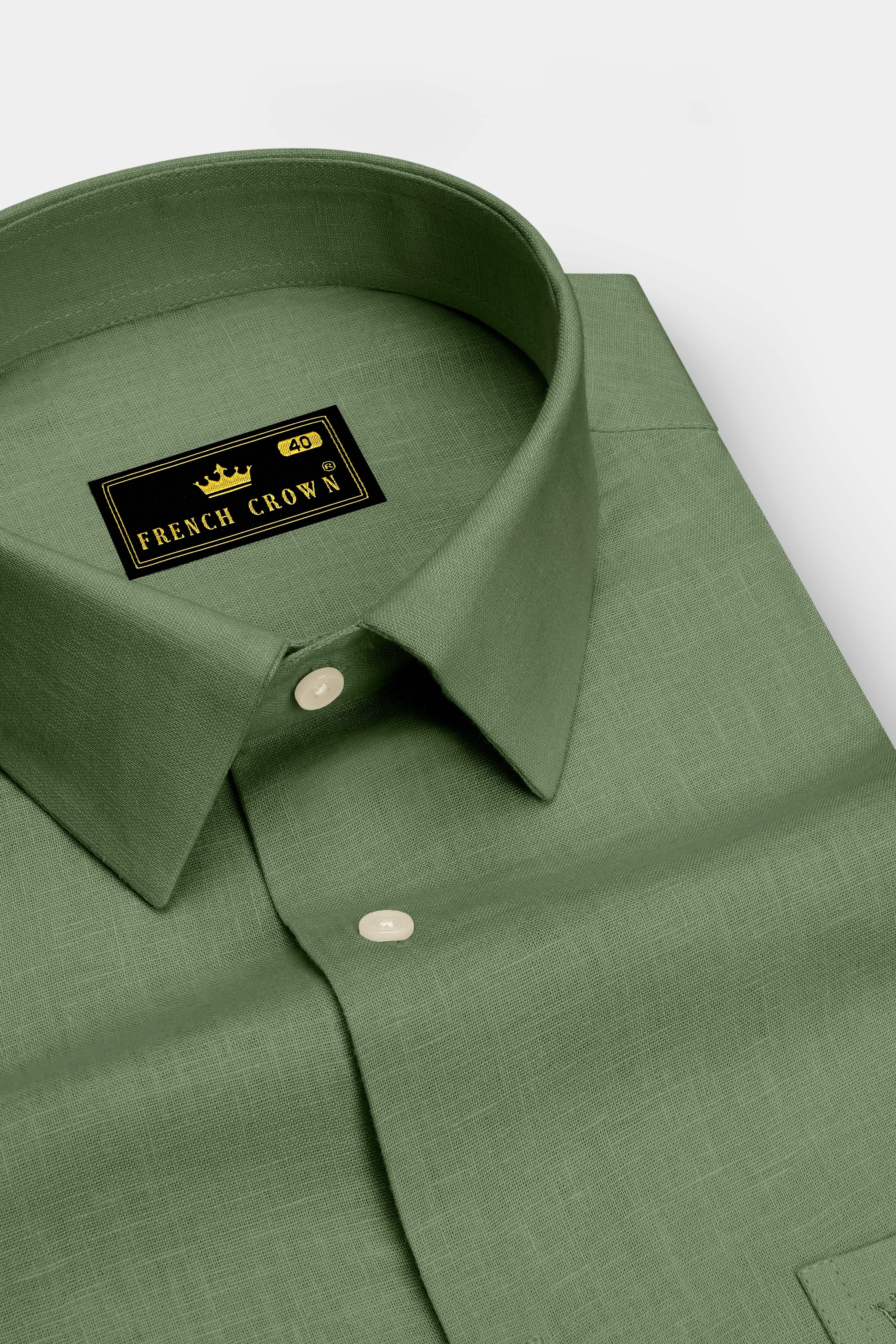 Emerald-Merlin Green Luxurious Linen Dress Shirt