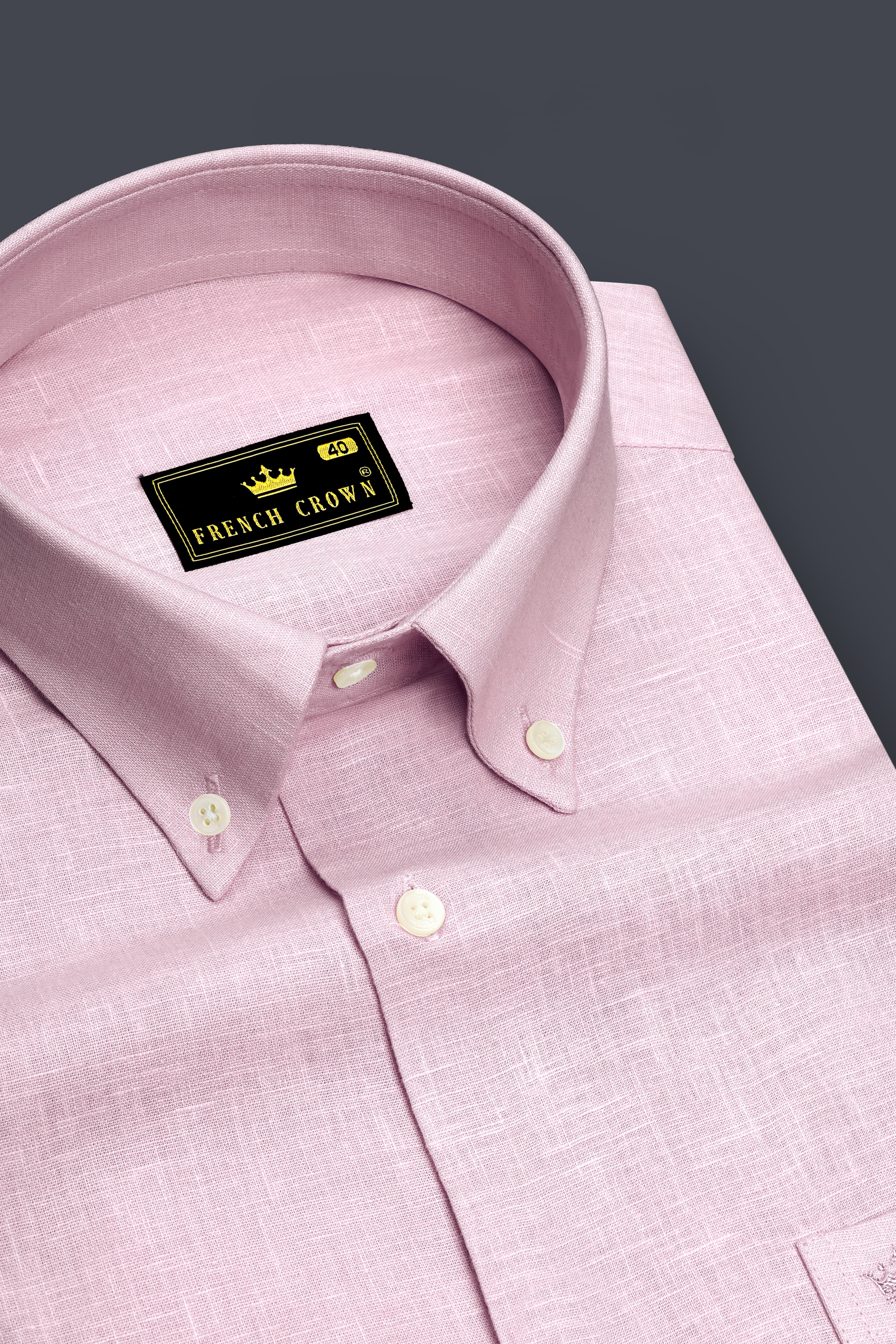 Zenith-Maverick Pink Luxurious Linen Button Down Dress Shirt