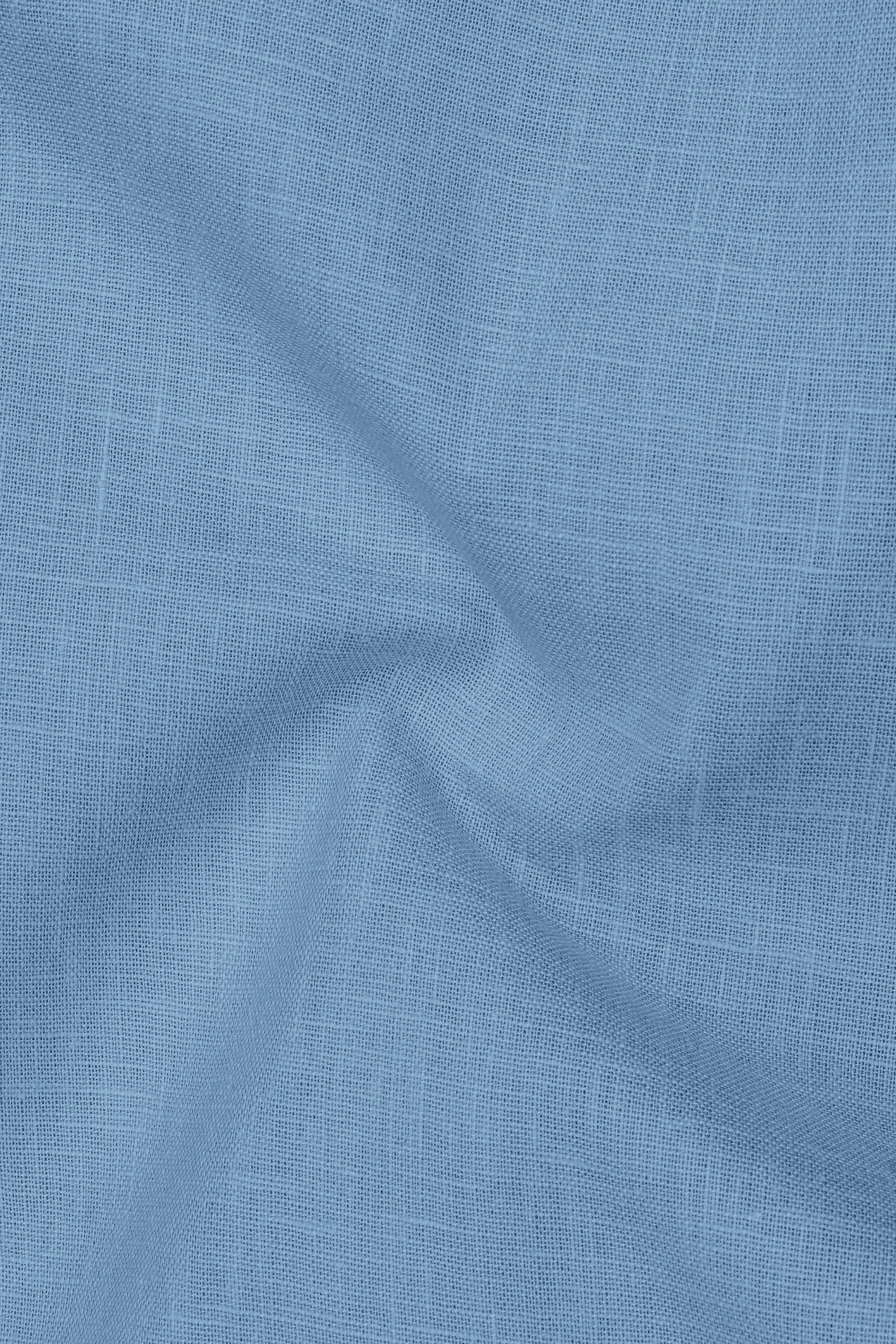 Azure-Lynch Blue Luxurious Linen Button Down Dress Shirt