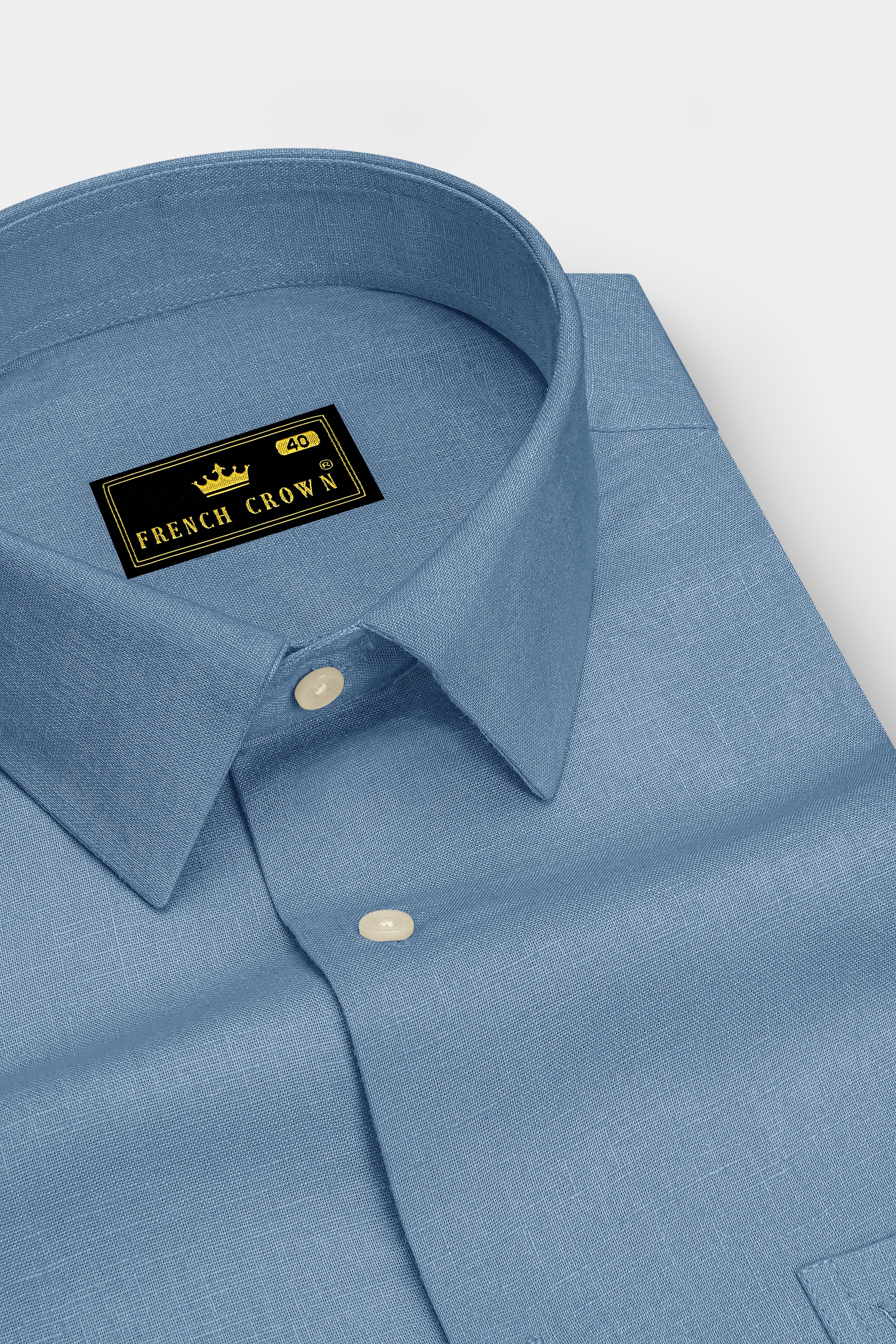 Azure-Lynch Blue Luxurious Linen Dress Shirt