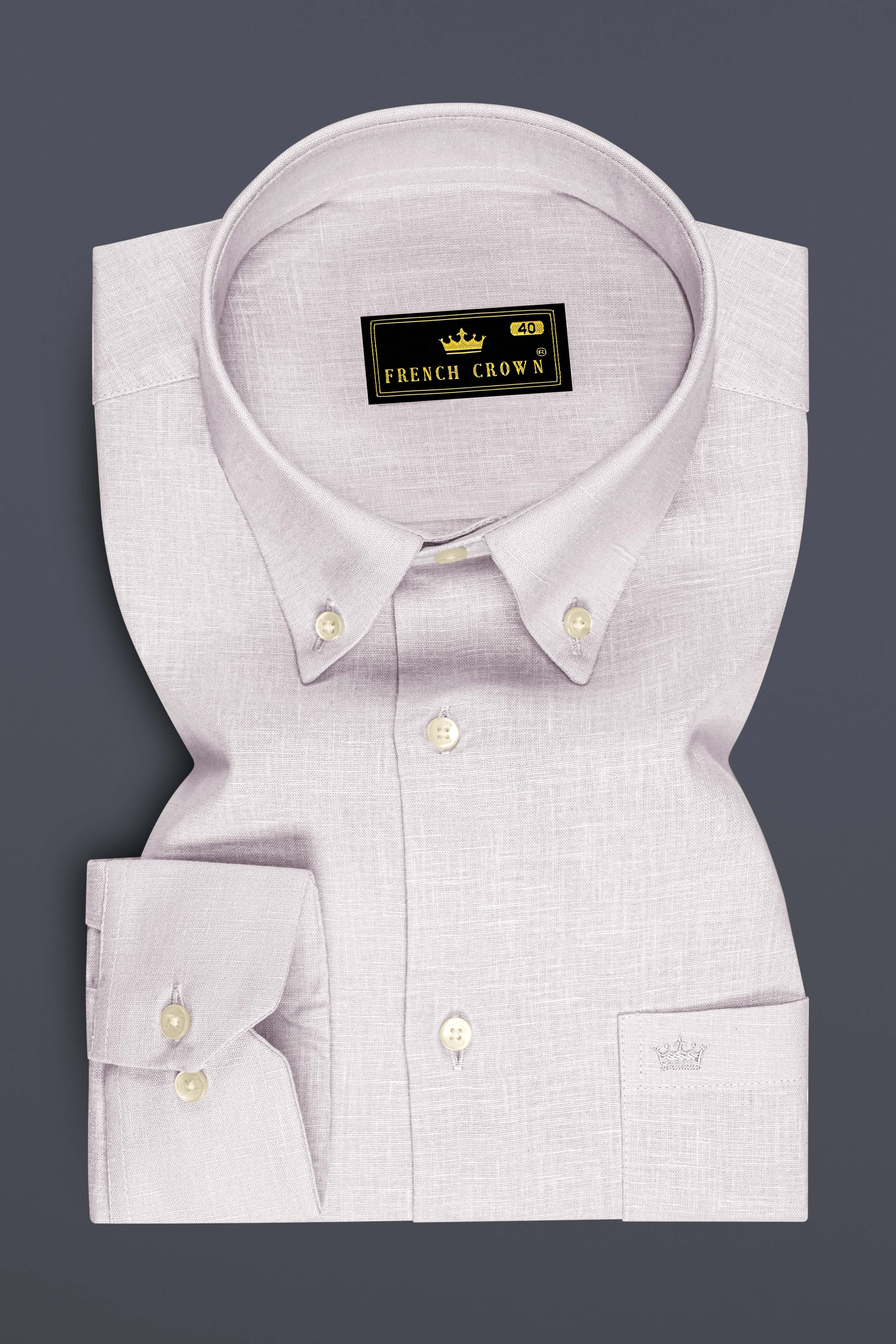 Anchor-Pearl Bush Gray Luxurious Linen Button Down Dress Shirt