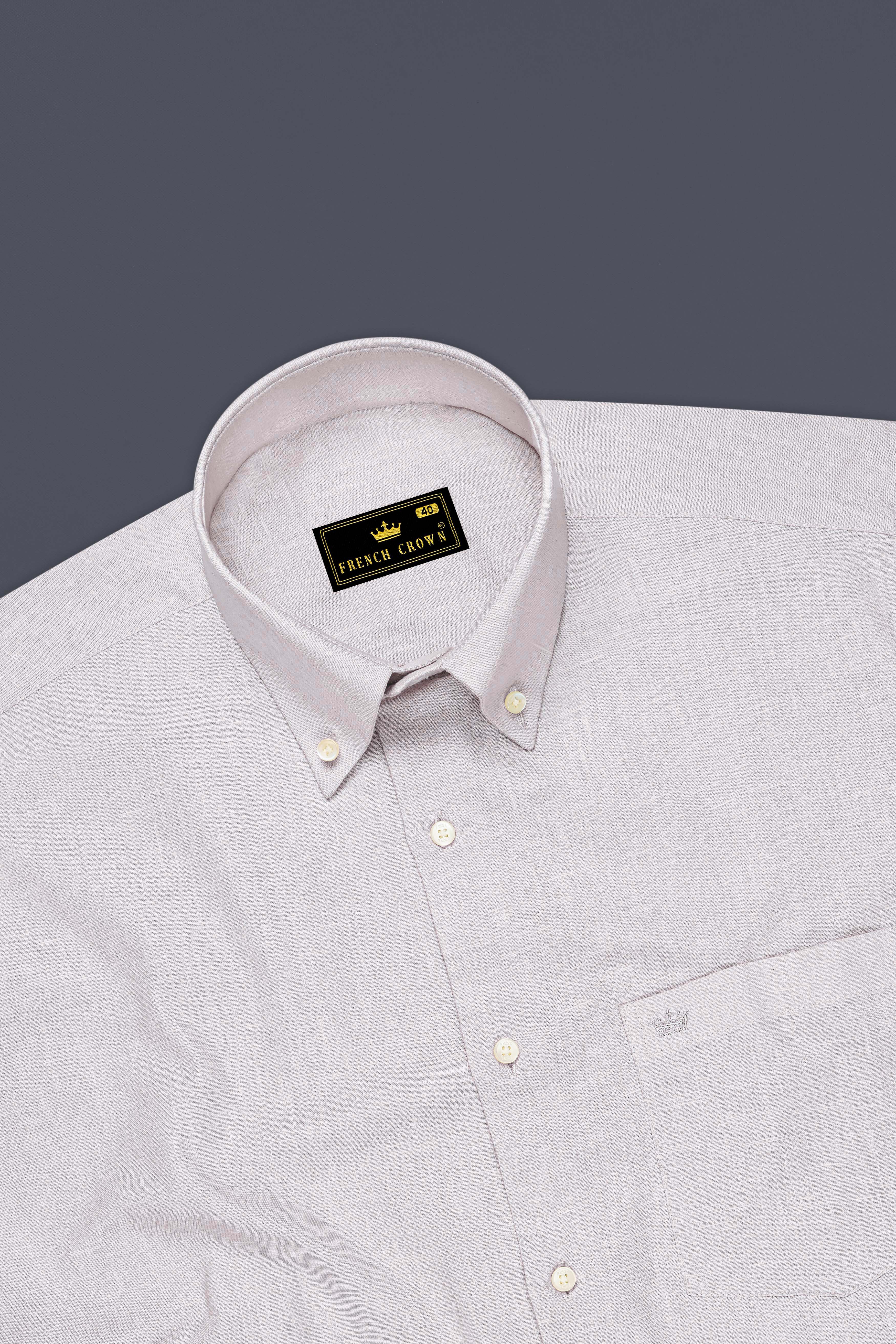 Anchor-Pearl Bush Gray Luxurious Linen Button Down Dress Shirt