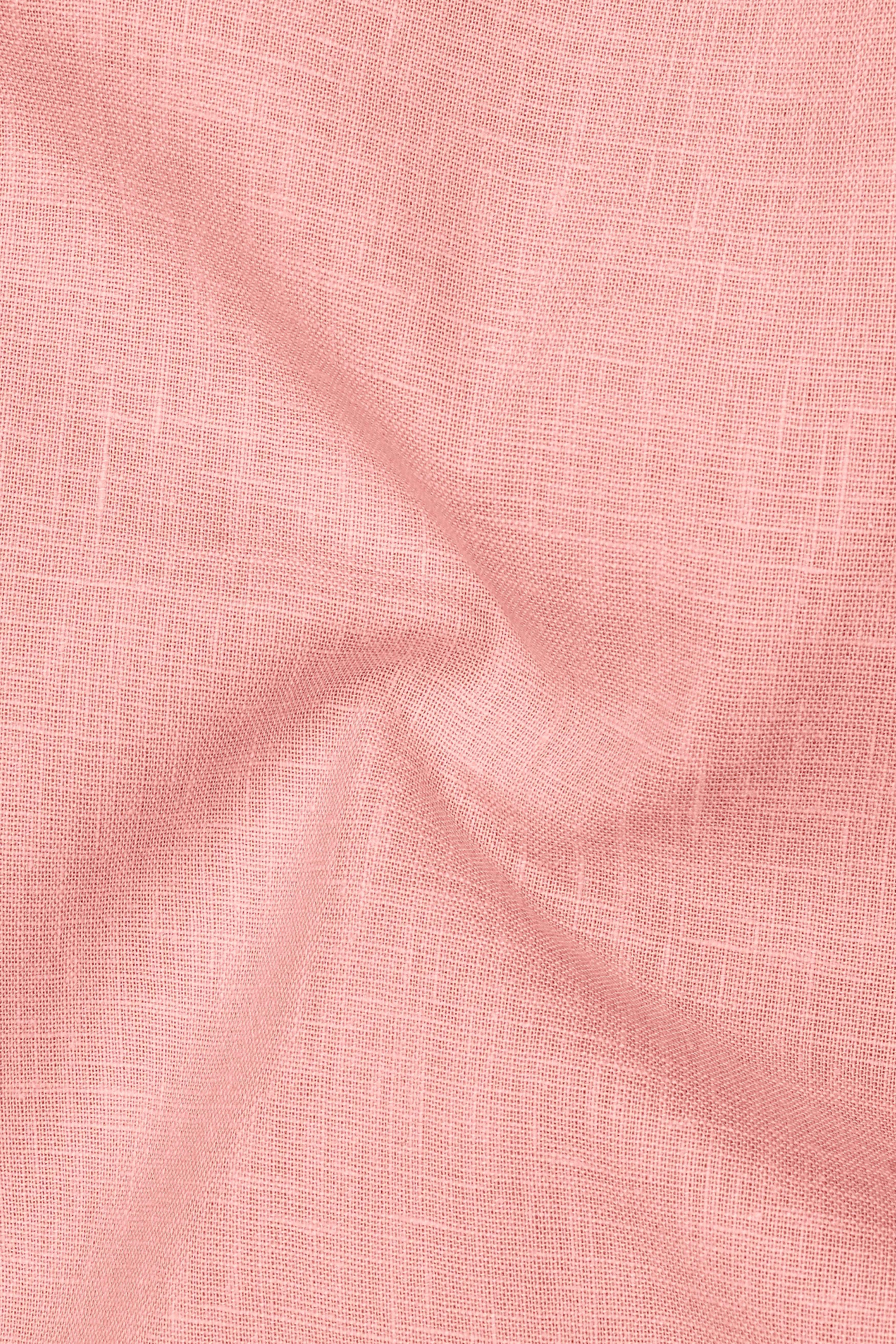 Apricot-Oriental Peach Luxurious Linen Button Down Dress Shirt