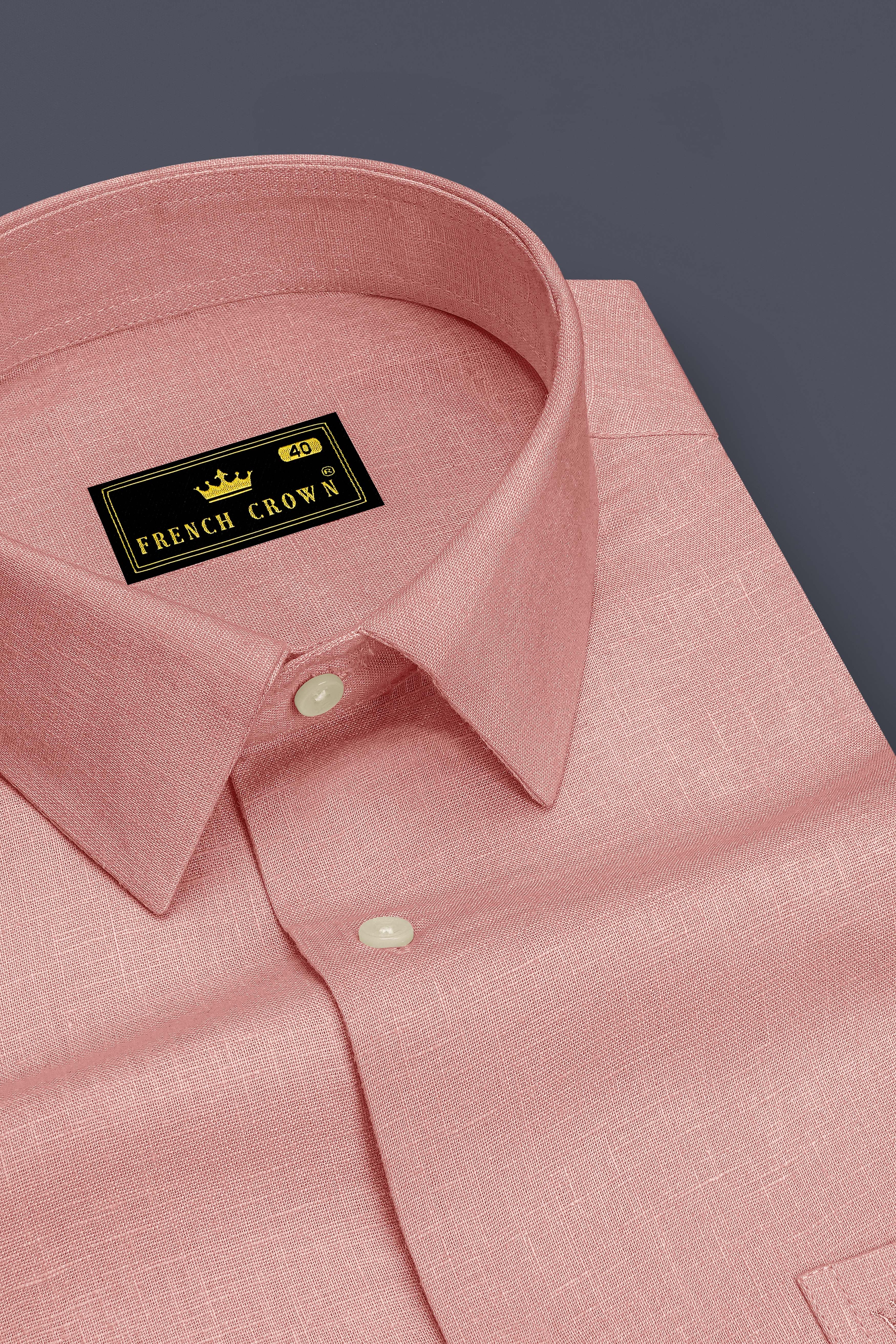 Apricot-Oriental Peach Luxurious Linen Dress Shirt