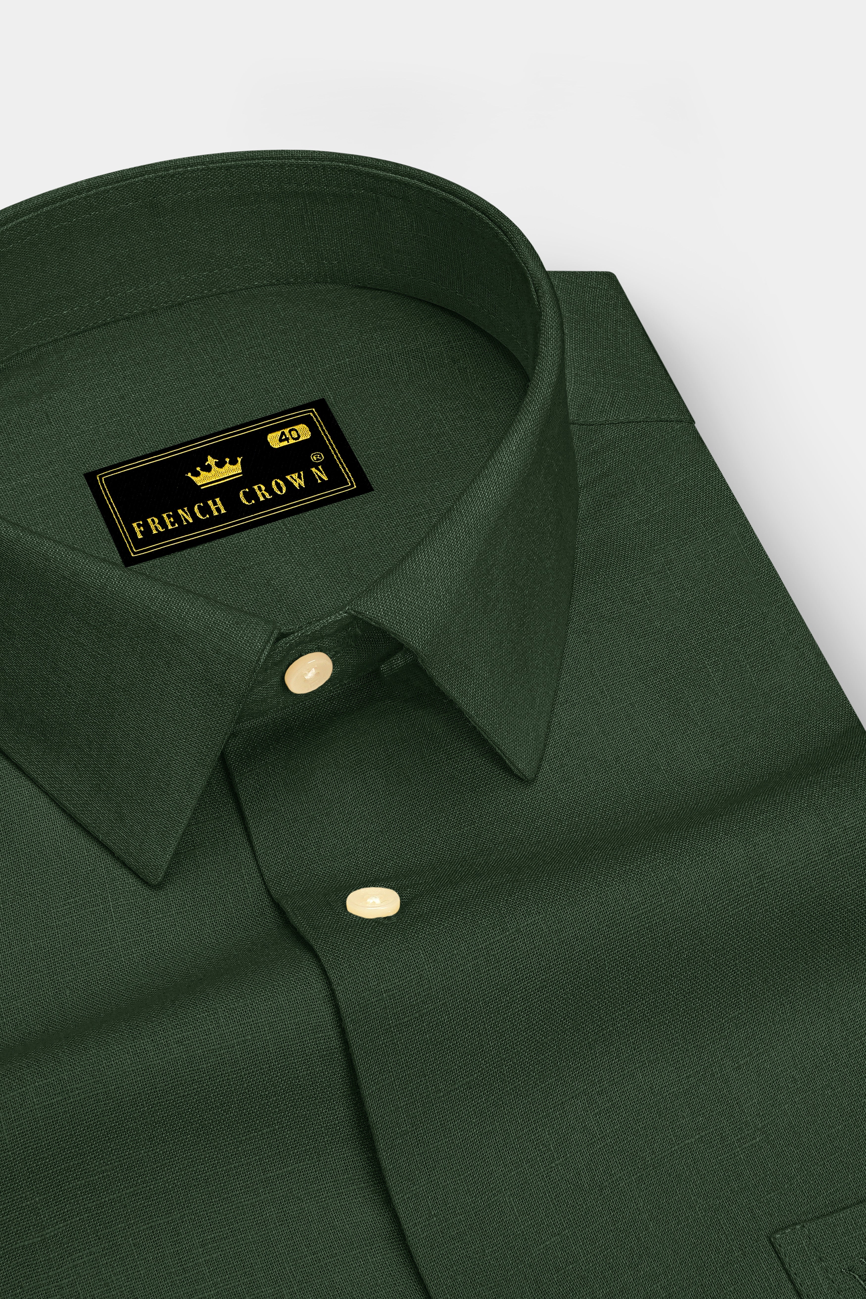Orbit-Space Green Luxurious Linen Dress Shirt