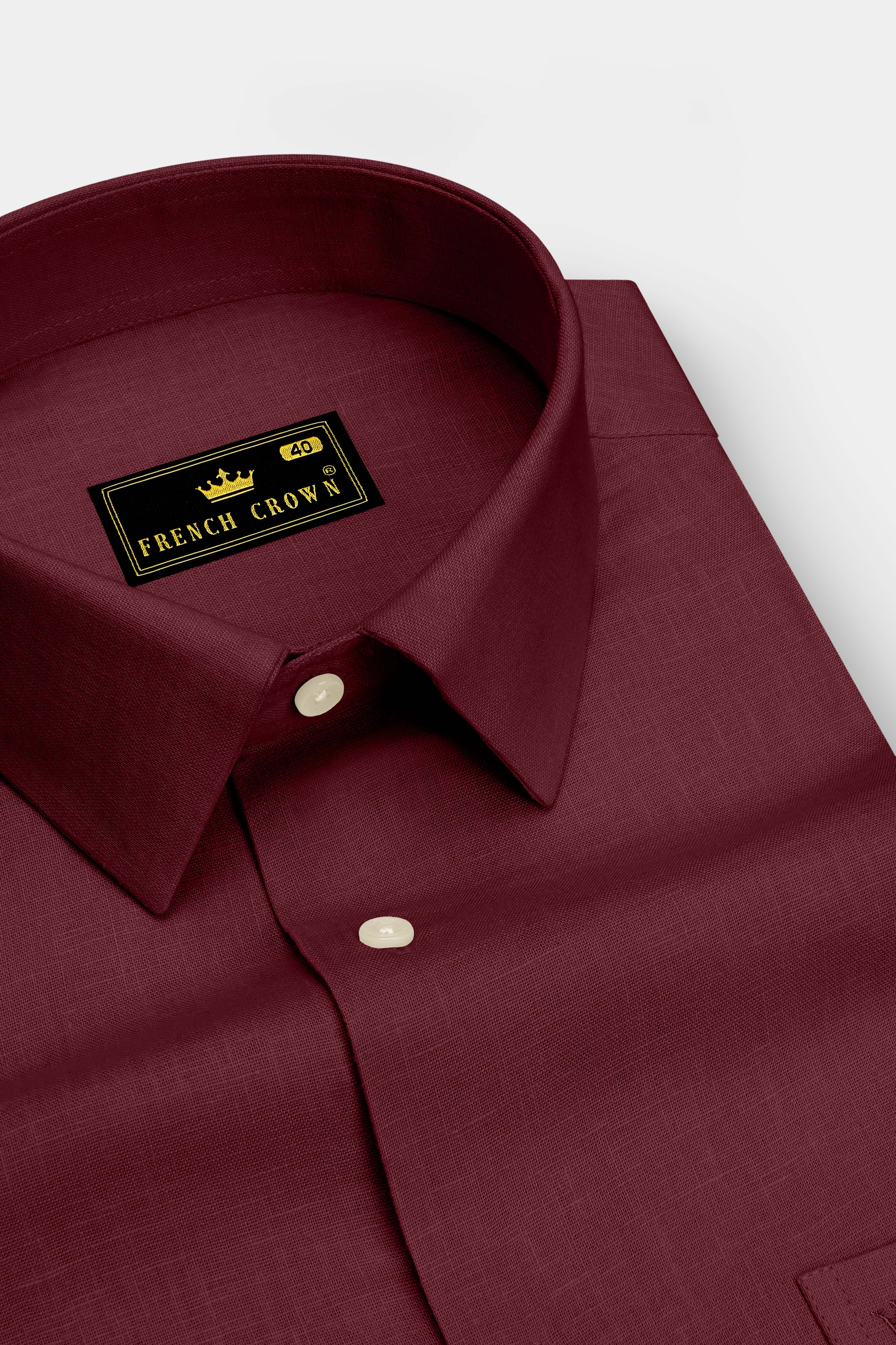 Merlot-Wine Berry Maroon Luxurious Linen Dress Shirt