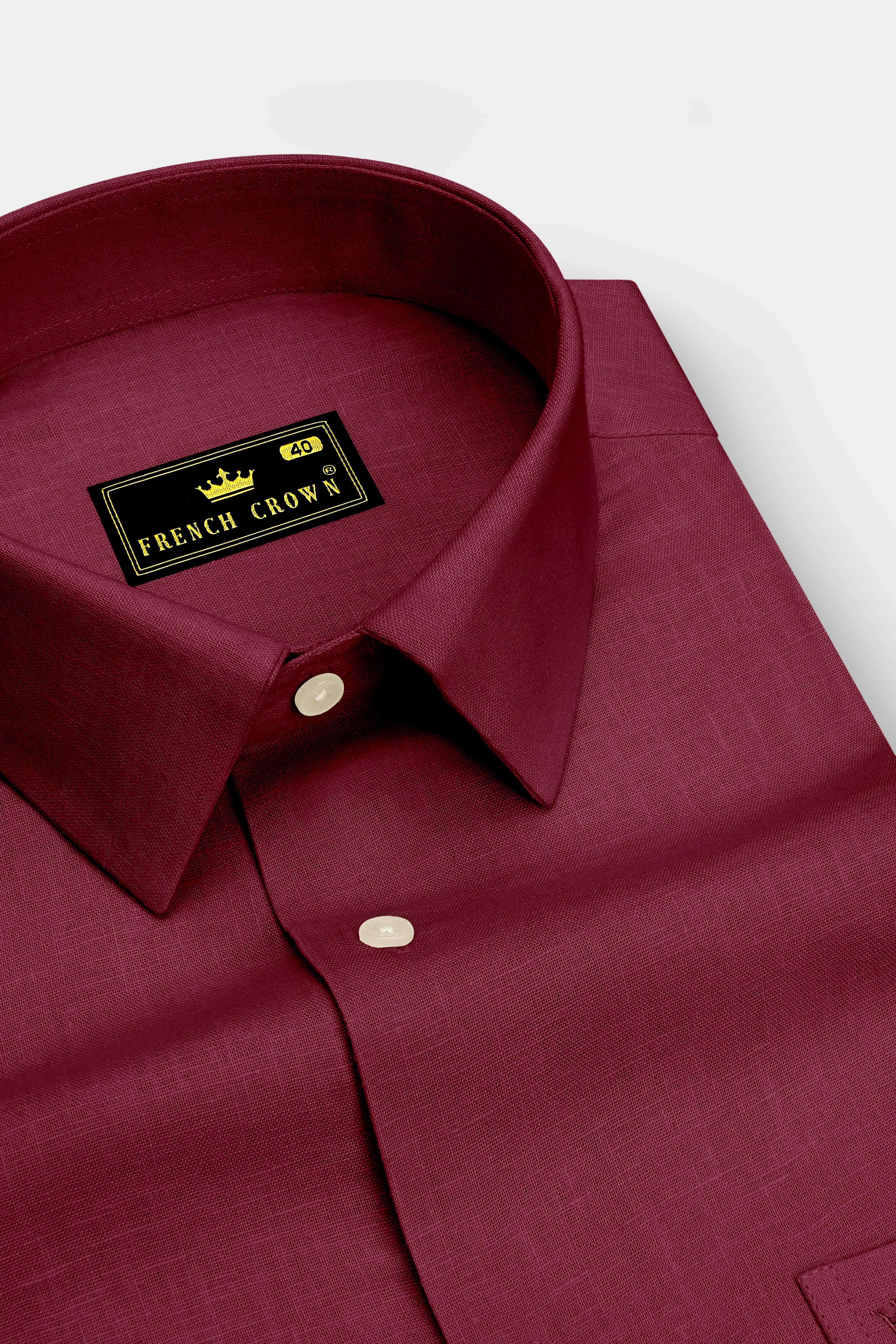 Merlot-Wine Berry Maroon Luxurious Linen Dress Shirt