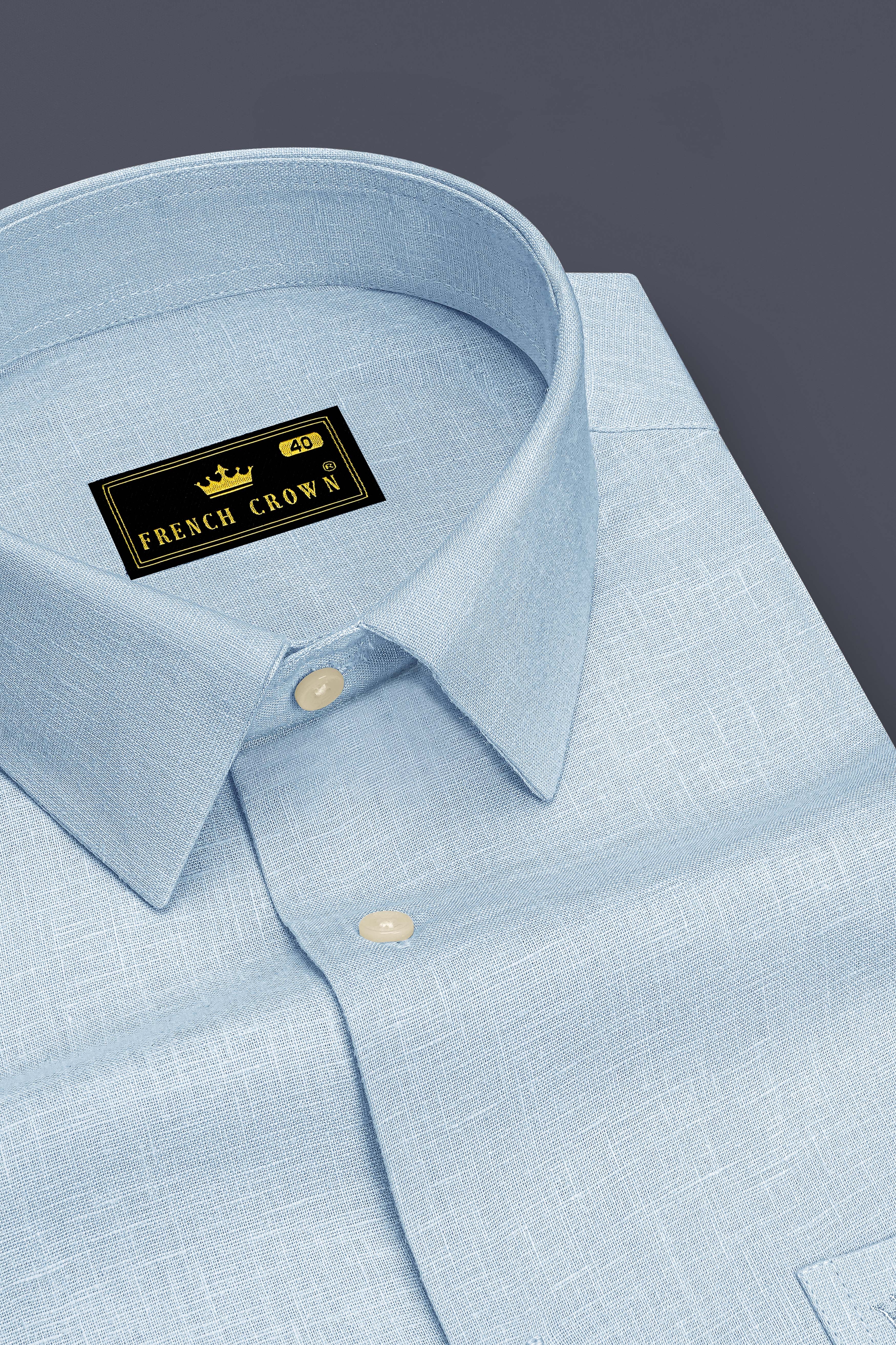 Ocean-Casper Blue Luxurious Linen Dress Shirt