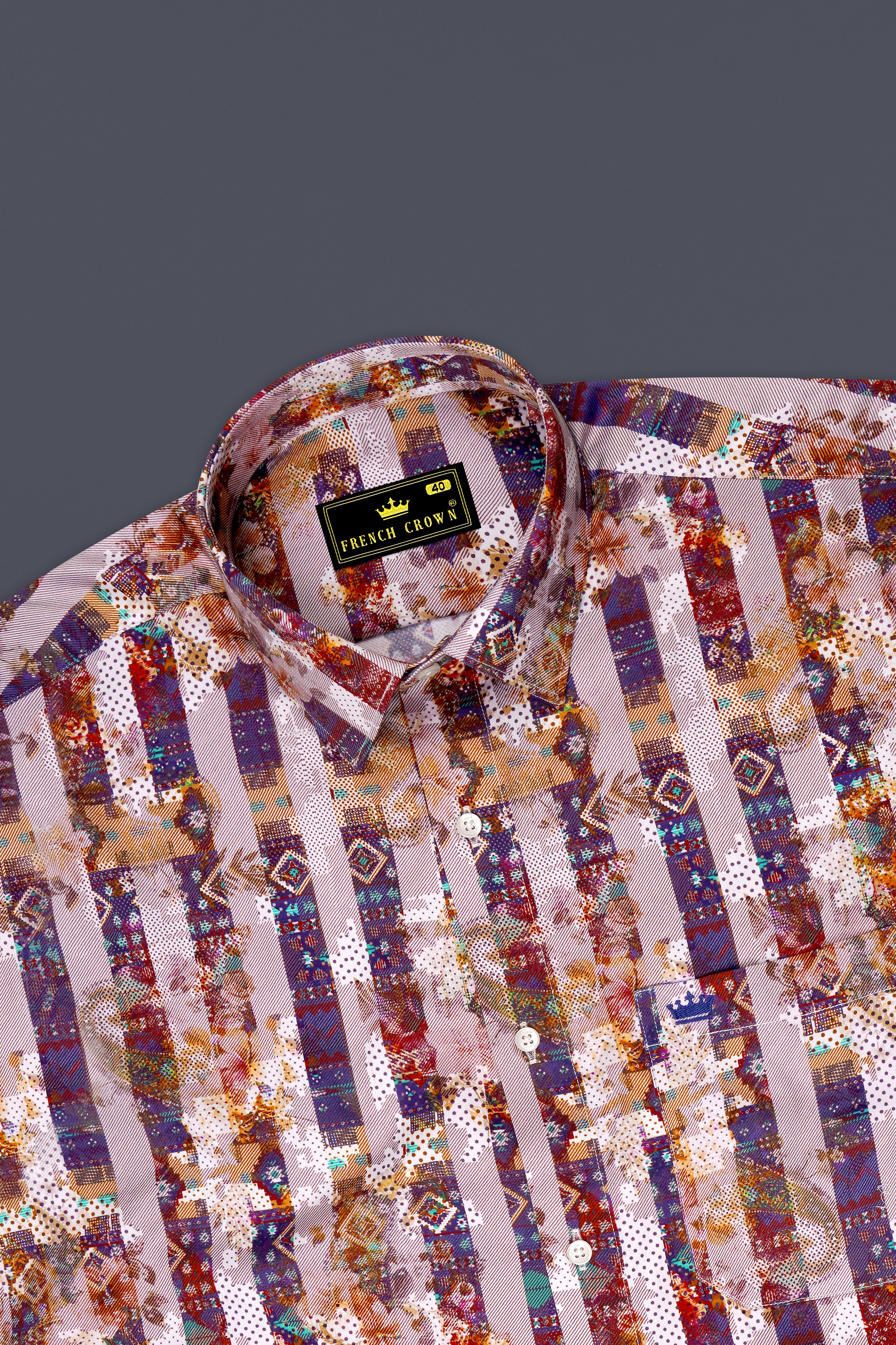 Nebula-Tolopea Blue And Cloud Multicolor Geometric Motifs Printed Subtle Sheen Super Soft Premium Cotton Casual Shirt