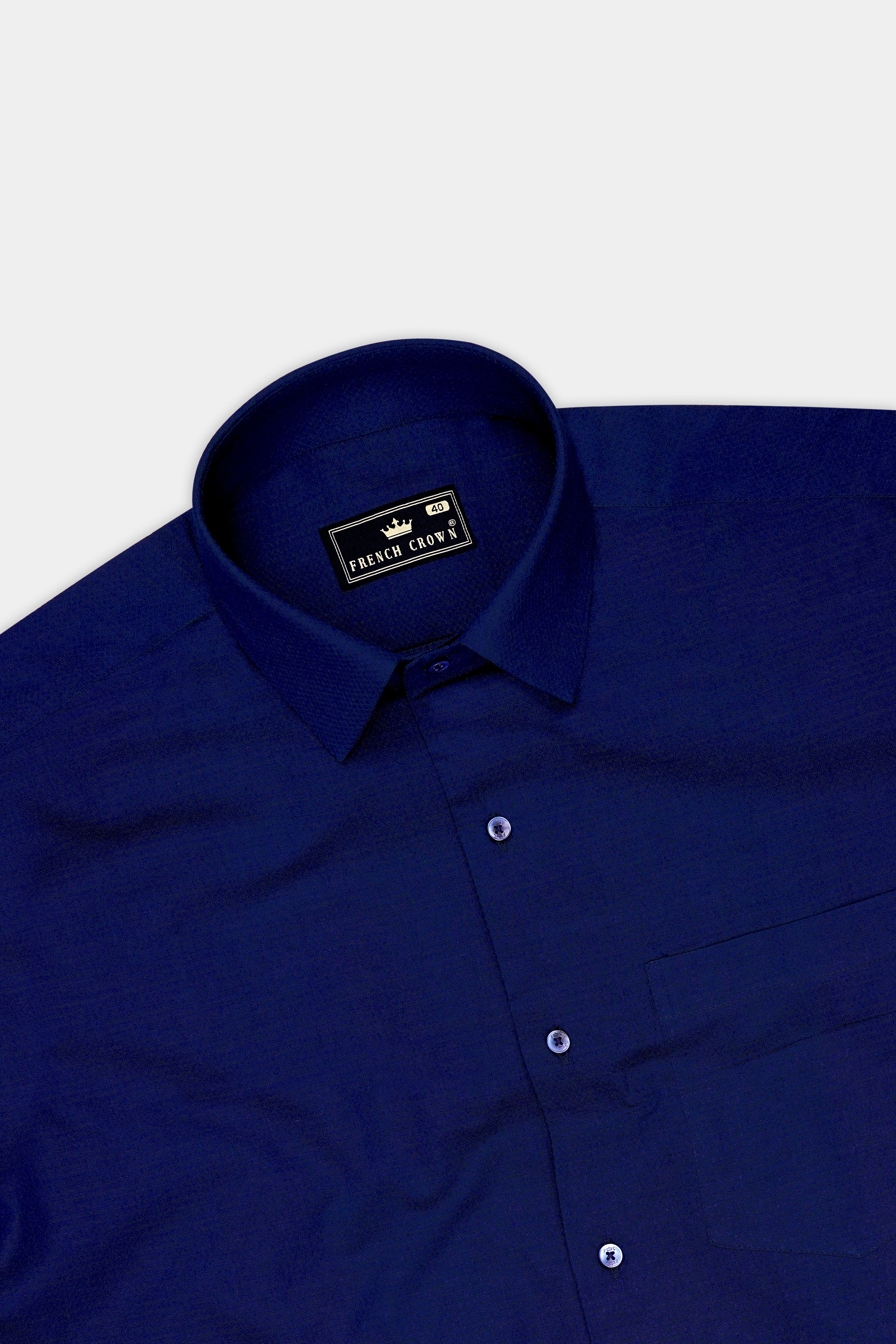 Azzuro-Downriver Blue Dobby Textured Premium Giza Cotton Dress Shirt