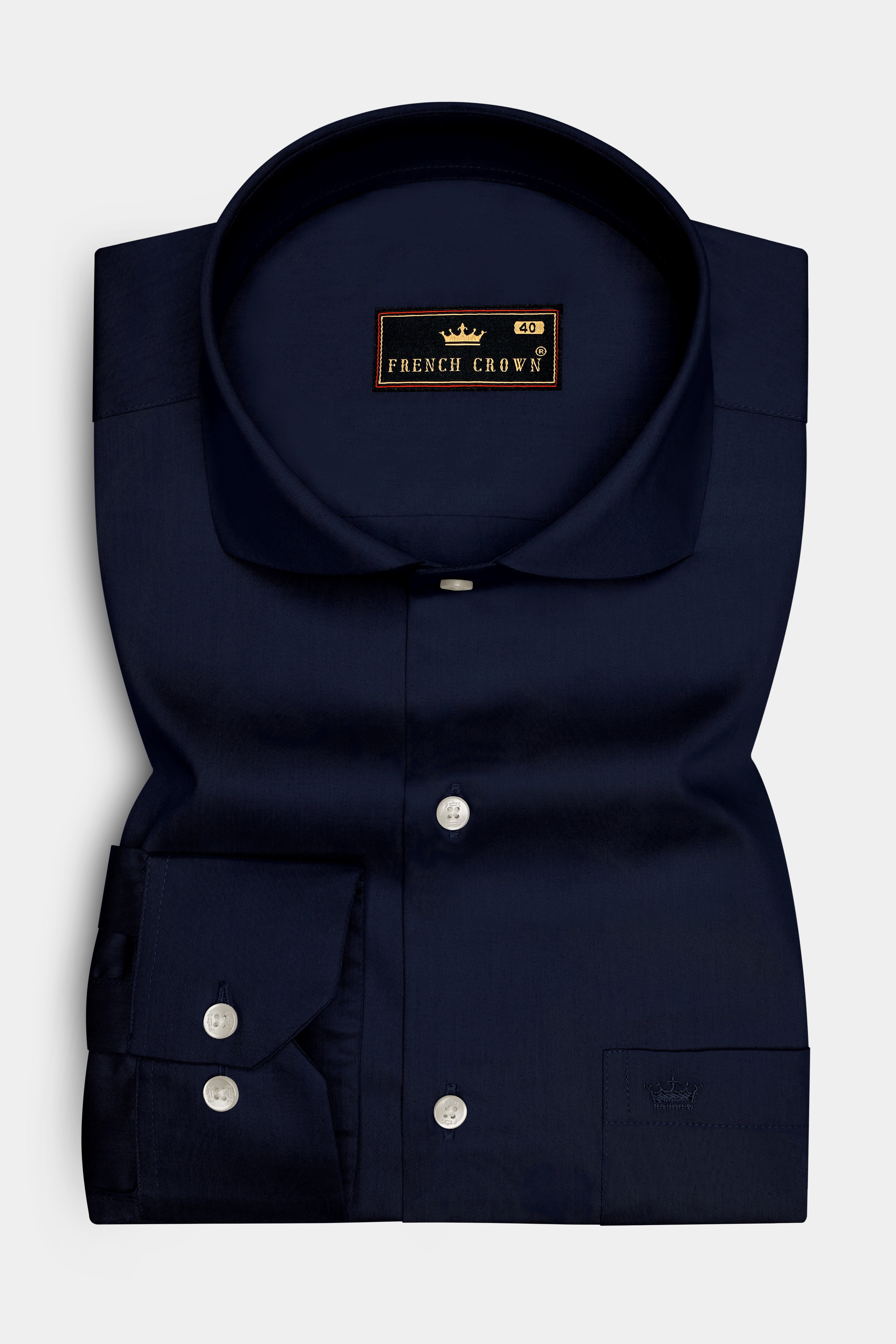 Elion-Cinder Blue Subtle Sheen Super Soft Premium Cotton Dress Shirt