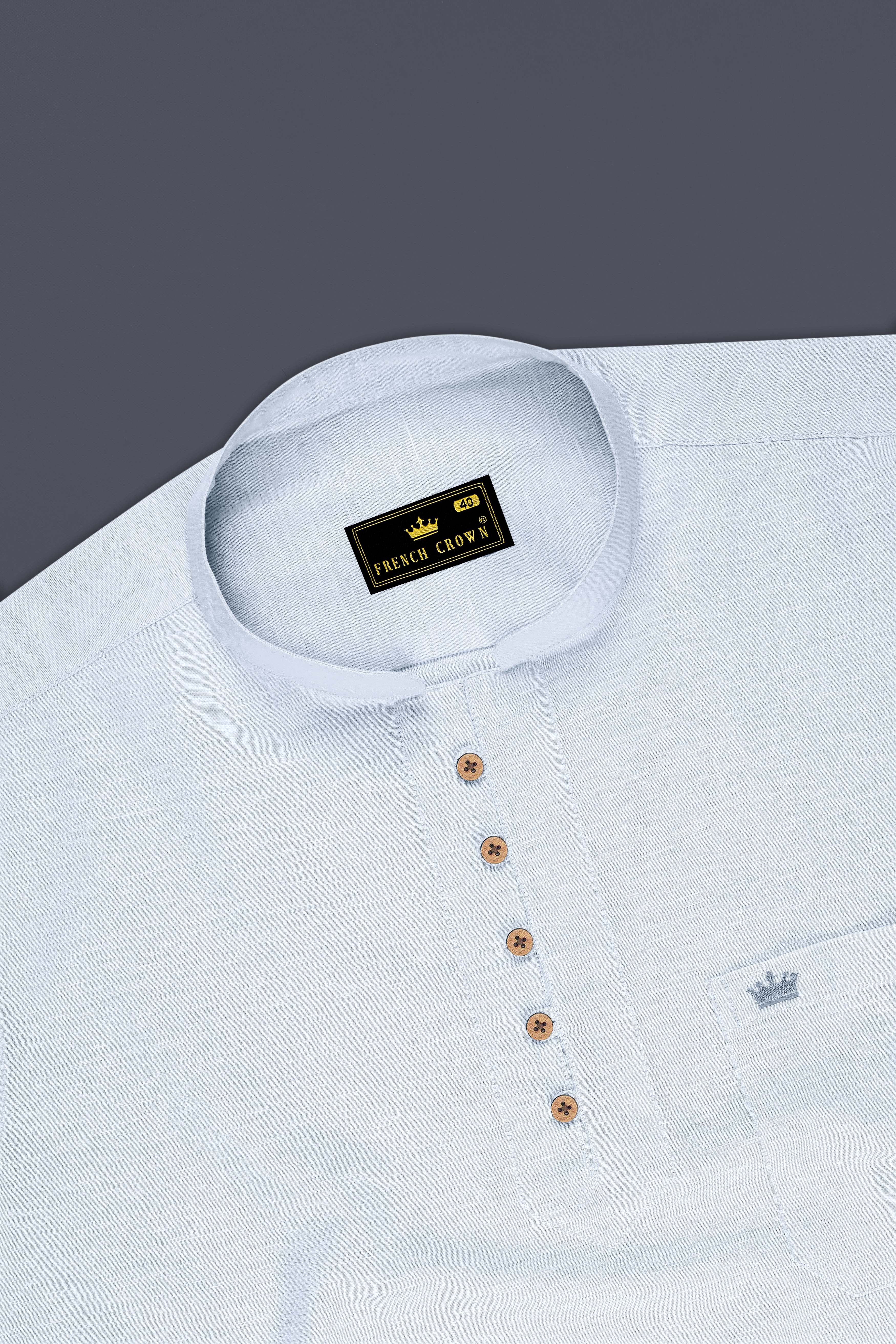 Cerulex-Seashell Blue Luxurious Linen Casual Kurta Shirt