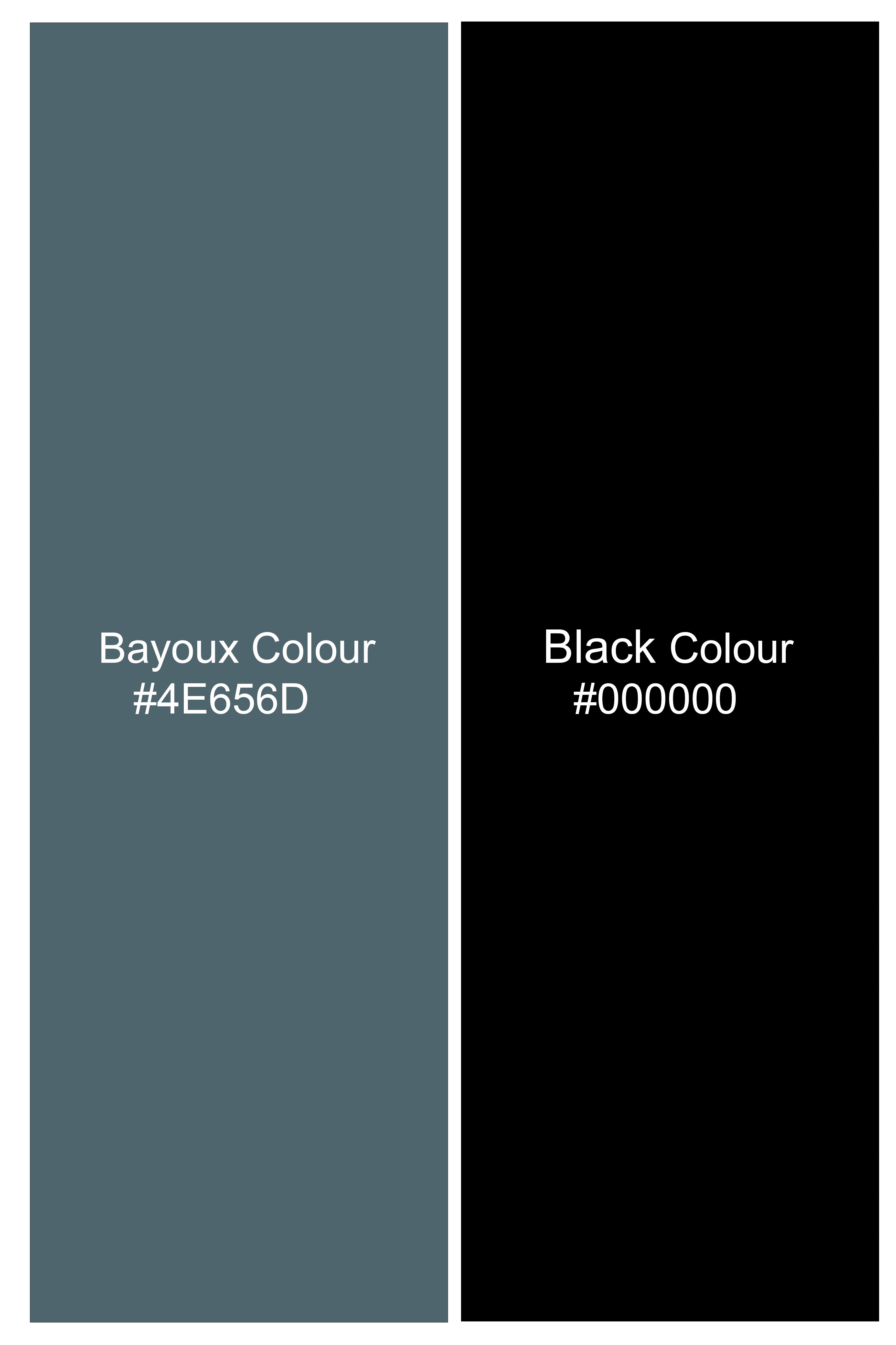 Noirix-Jade Black And Bayoux Gray Geometric Printed Super Soft Premium Cotton Casual Shirt