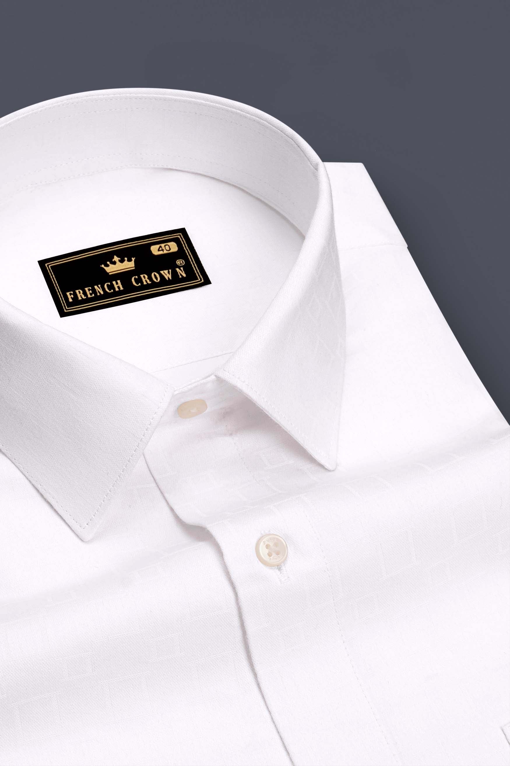Zenith-Bright White Jacquard Textured Premium Cotton Dress Shirt