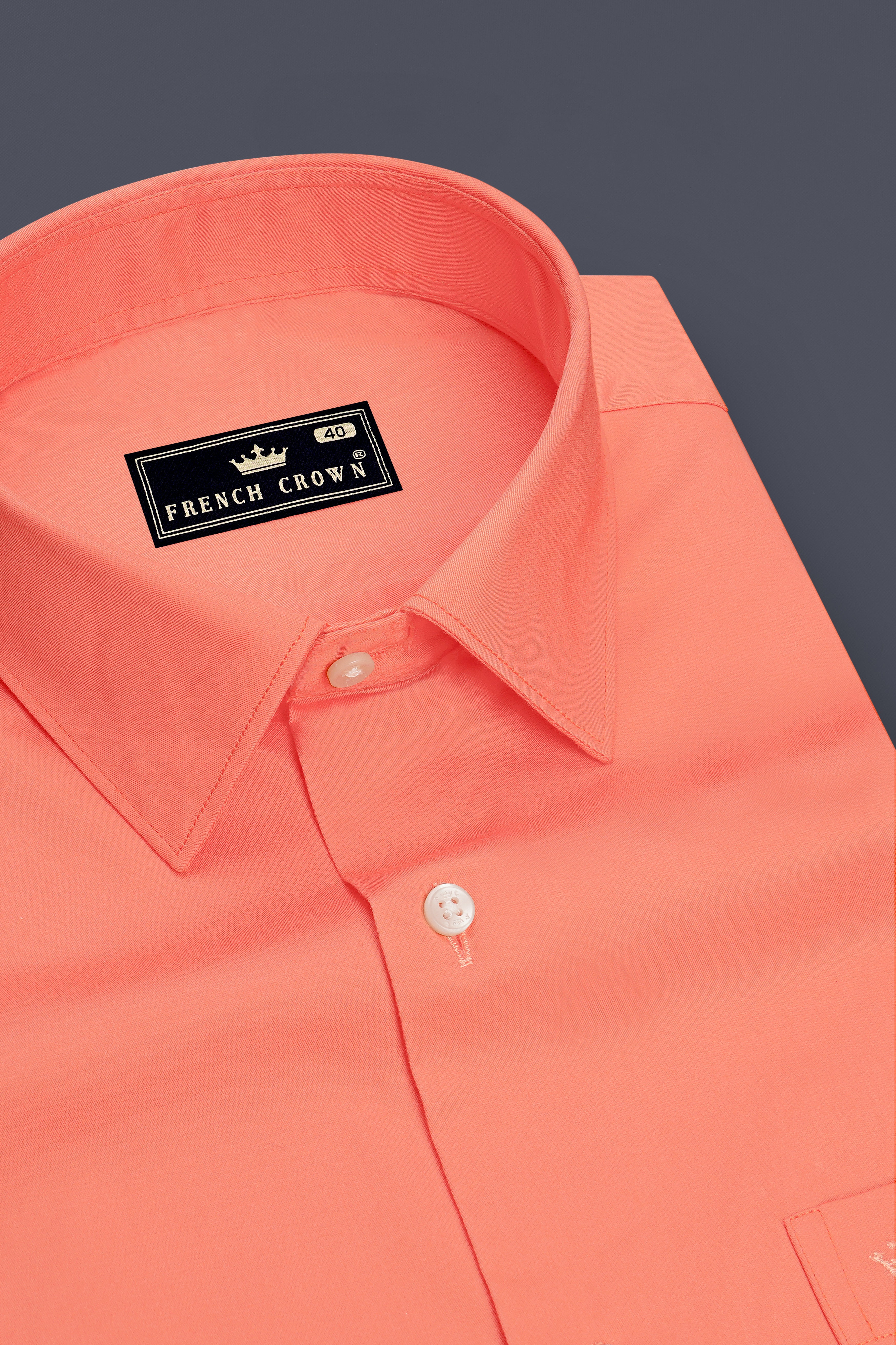 Solmira-Salmon Peach Subtle Sheen Super Soft Premium Cotton Dress Shirt