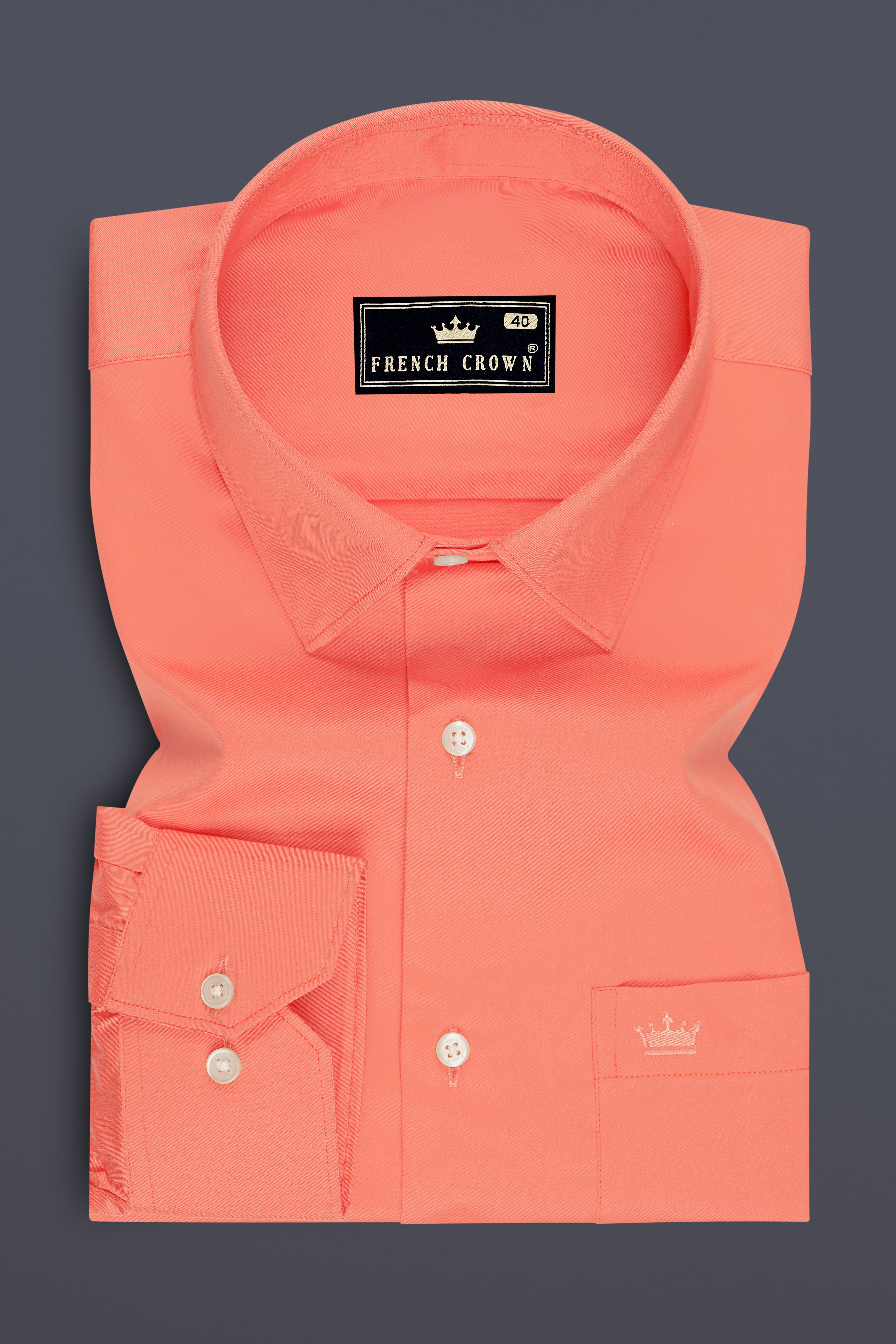 Solmira-Salmon Peach Subtle Sheen Super Soft Premium Cotton Dress Shirt
