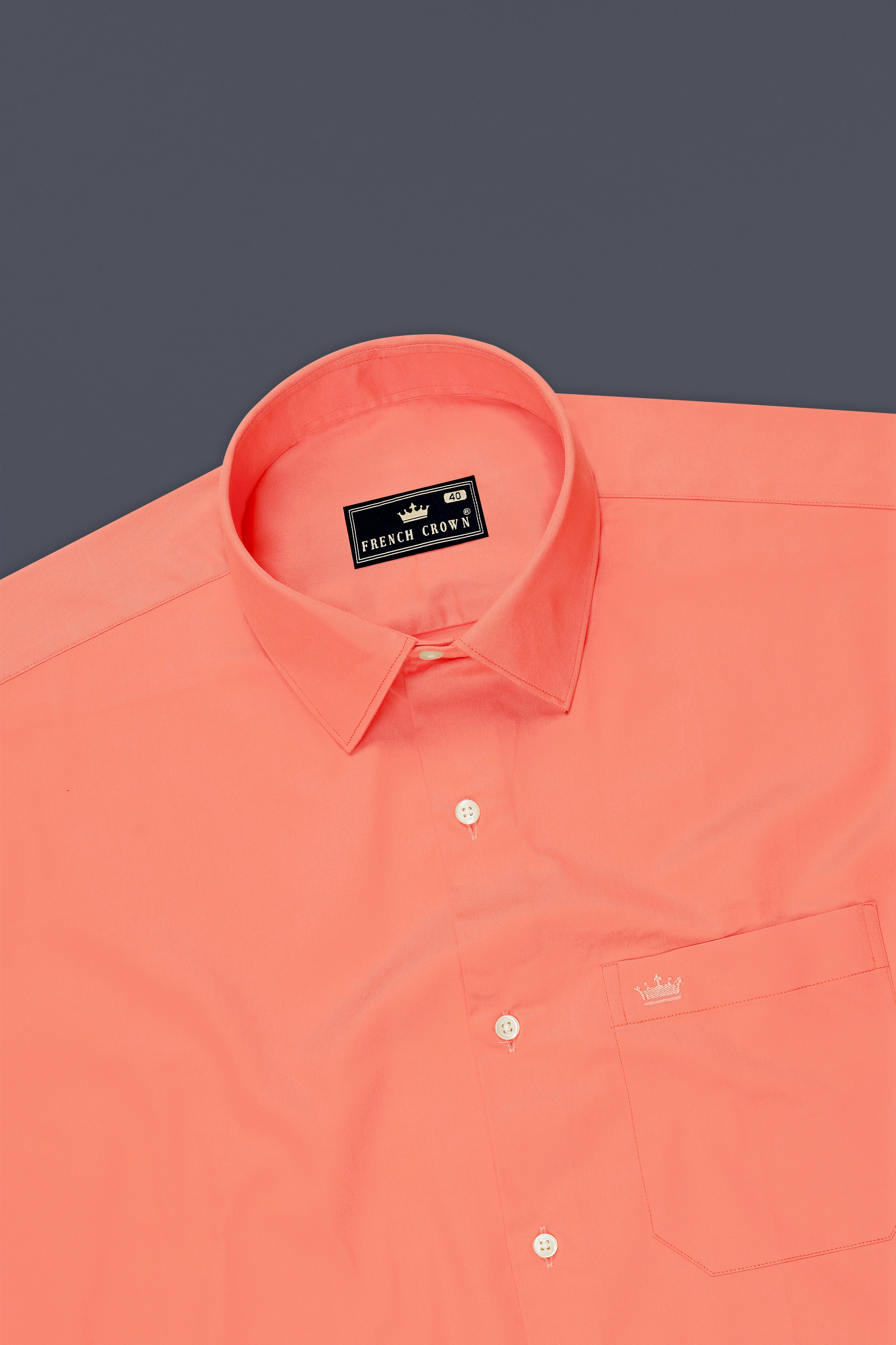 Solmira-Salmon Peach Subtle Sheen Super Soft Premium Cotton Dress Shirt