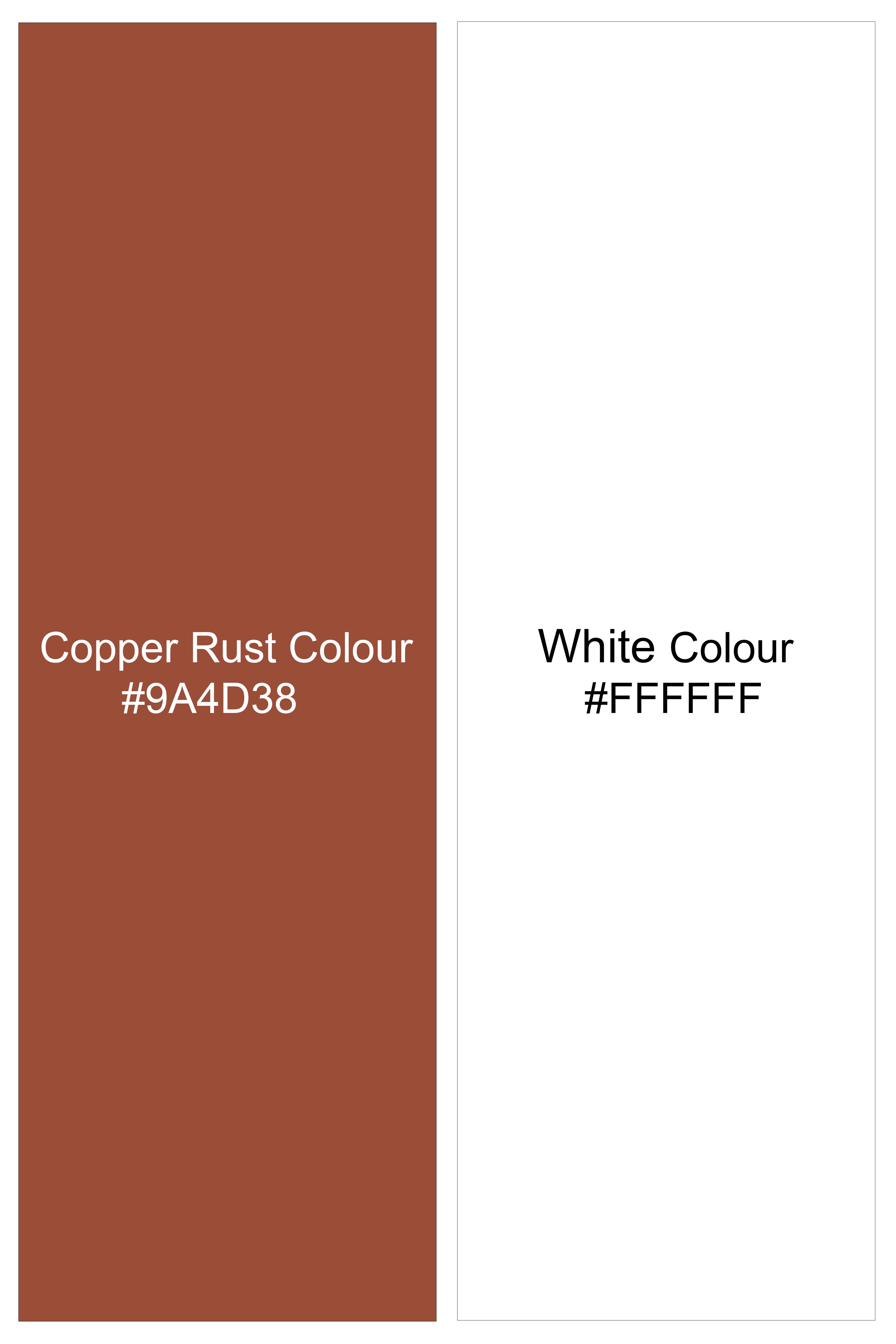 Kastor-Copper Rust Brown And Bright White Gingham Plaid Super Soft Premium Cotton Dress Shirt