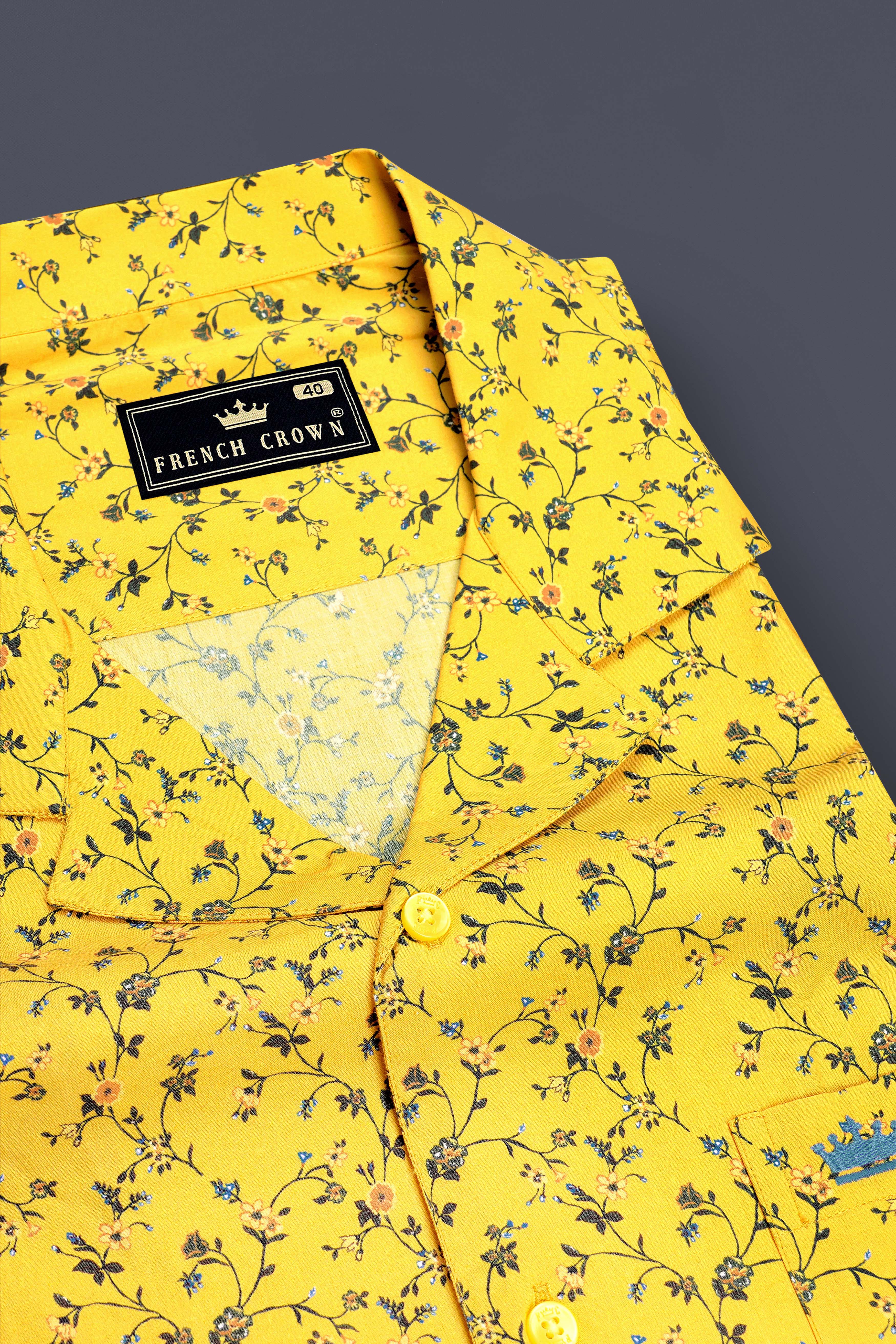 Saffron-Turmeric Yellow Printed Subtle Sheen Super Soft Premium Cotton Casual Shirt