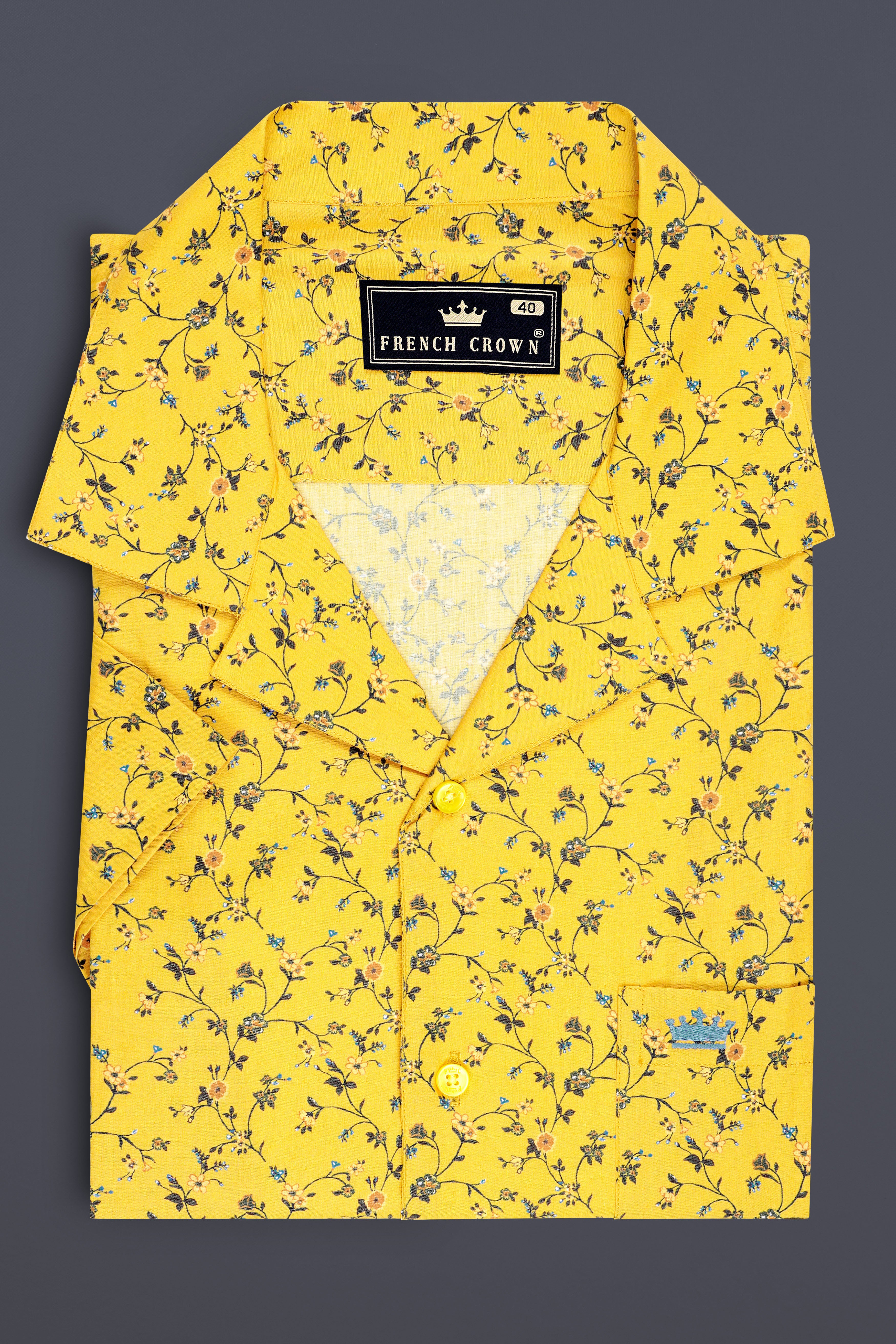 Saffron-Turmeric Yellow Printed Subtle Sheen Super Soft Premium Cotton Casual Shirt