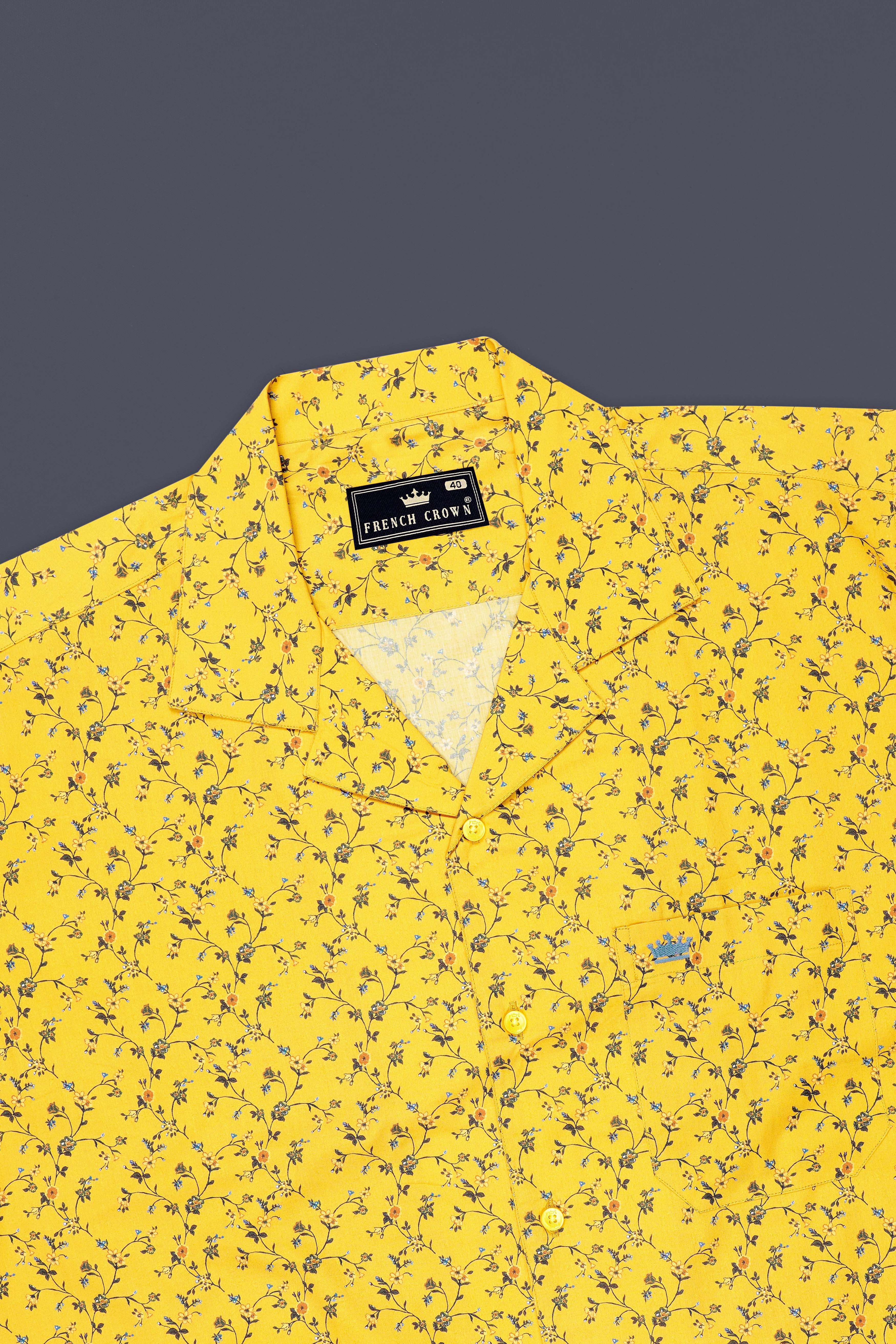 Saffron-Turmeric Yellow Printed Subtle Sheen Super Soft Premium Cotton Casual Shirt