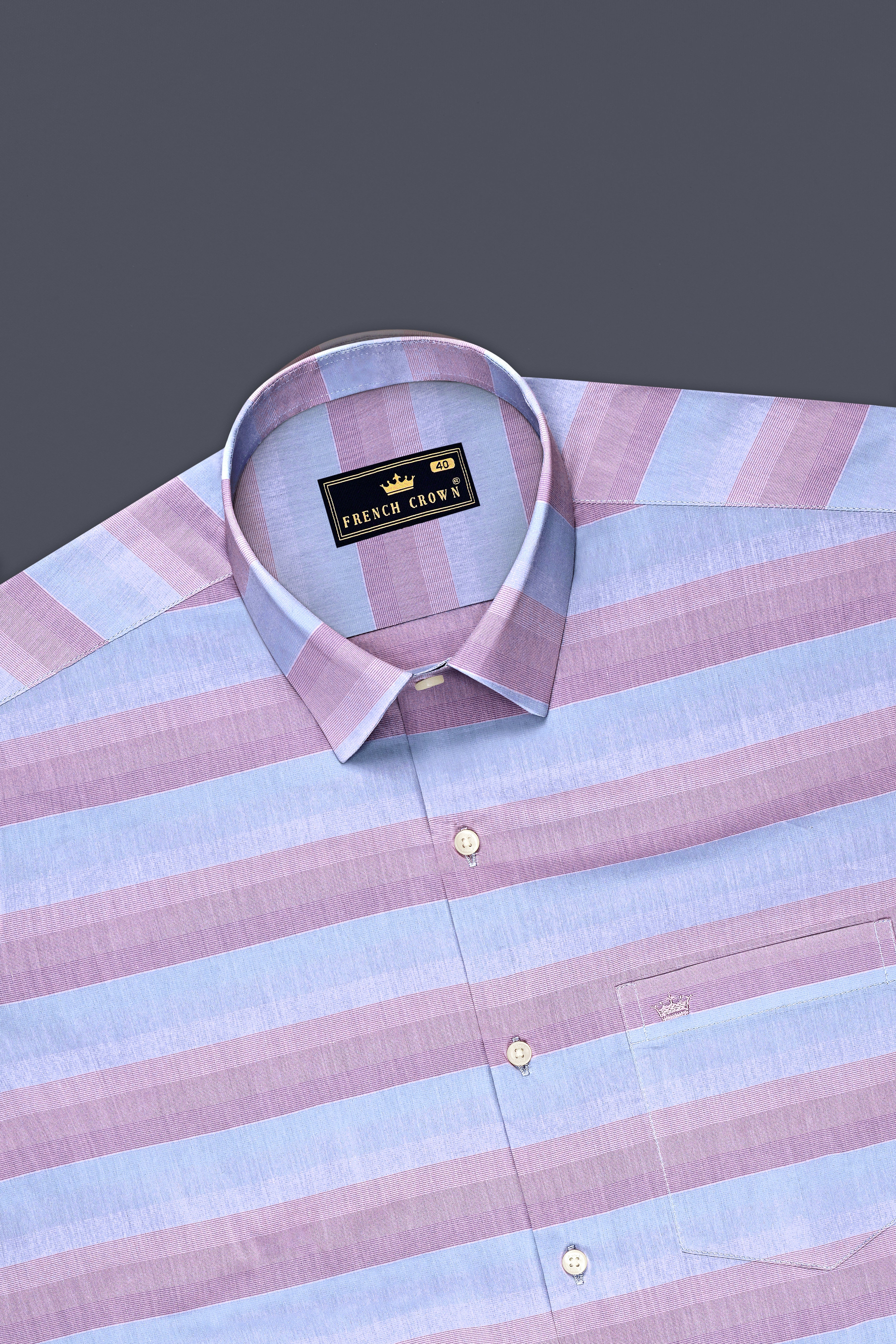 Aether-Mountbatten Pink And Faded Blue Striped Light Weight Super Soft Premium Cotton Casual Designer Shirt