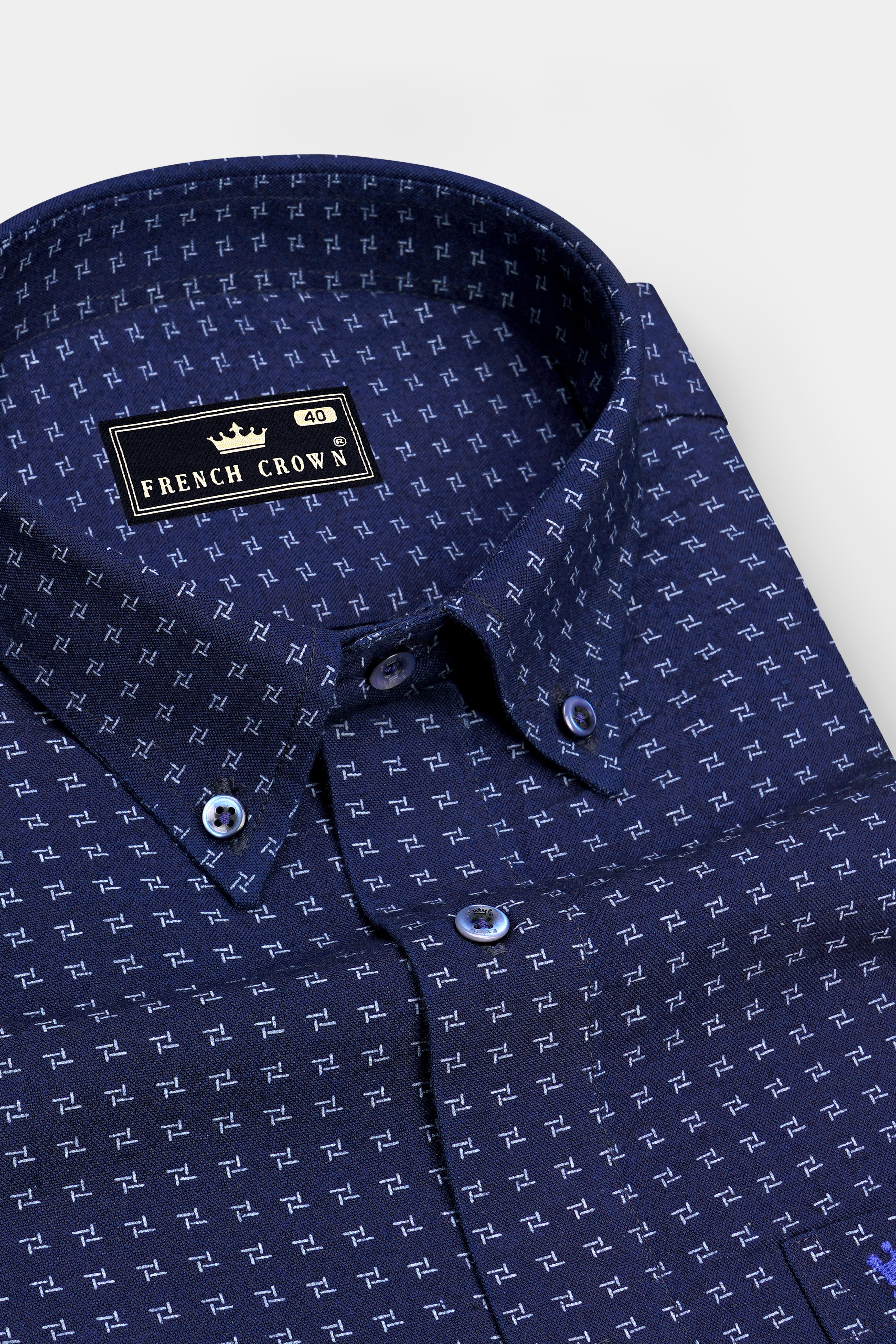 Frontier-Mavric-Blue Motif Printed Premium Denim Casual Shirt
