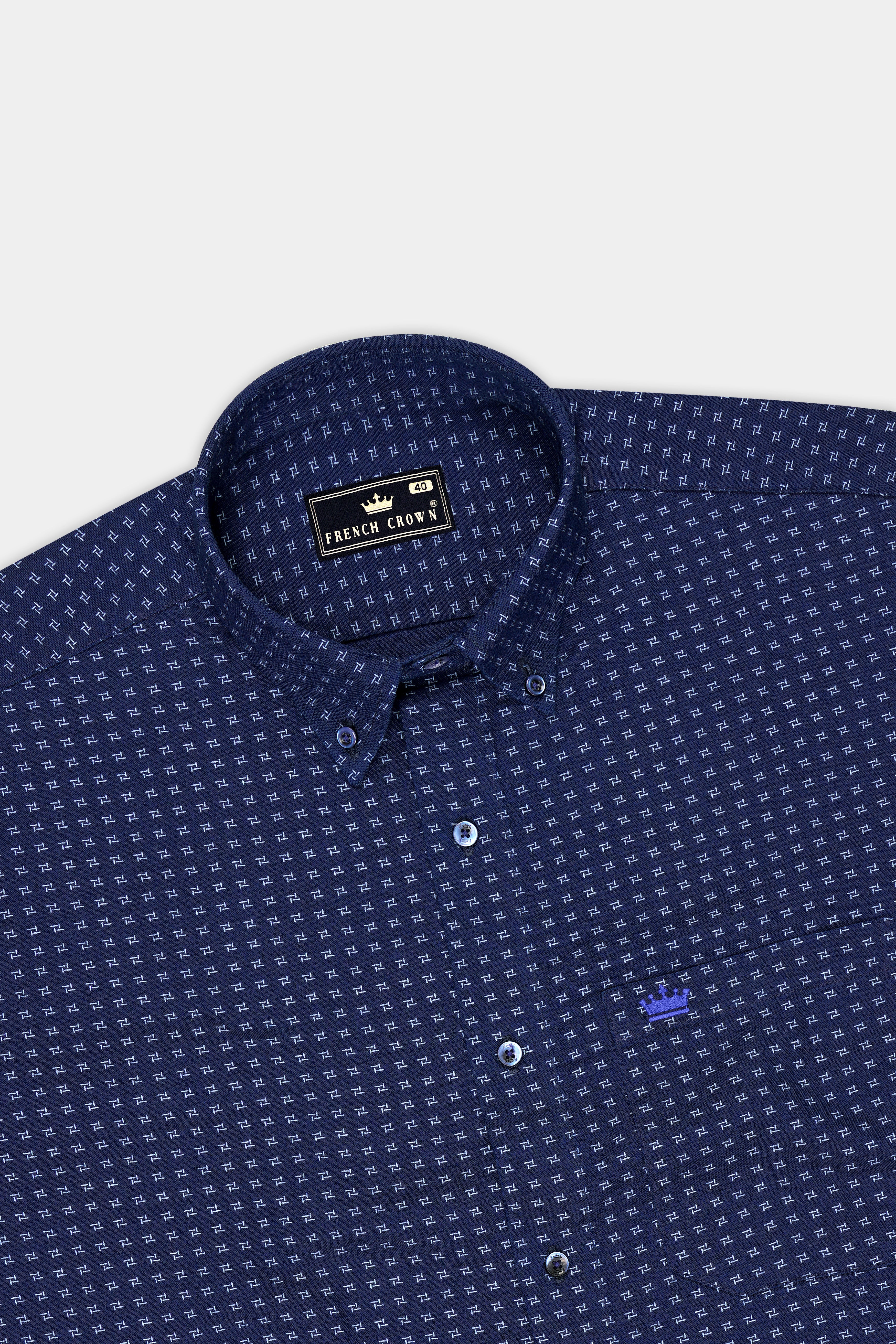 Frontier-Mavric-Blue Motif Printed Premium Denim Casual Shirt
