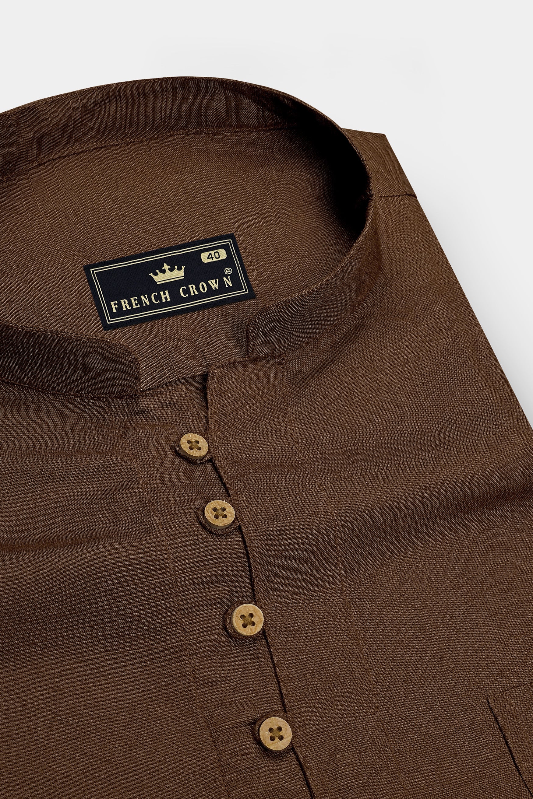 Terra-Derby Brown Luxurious Linen Casual Kurta Shirt