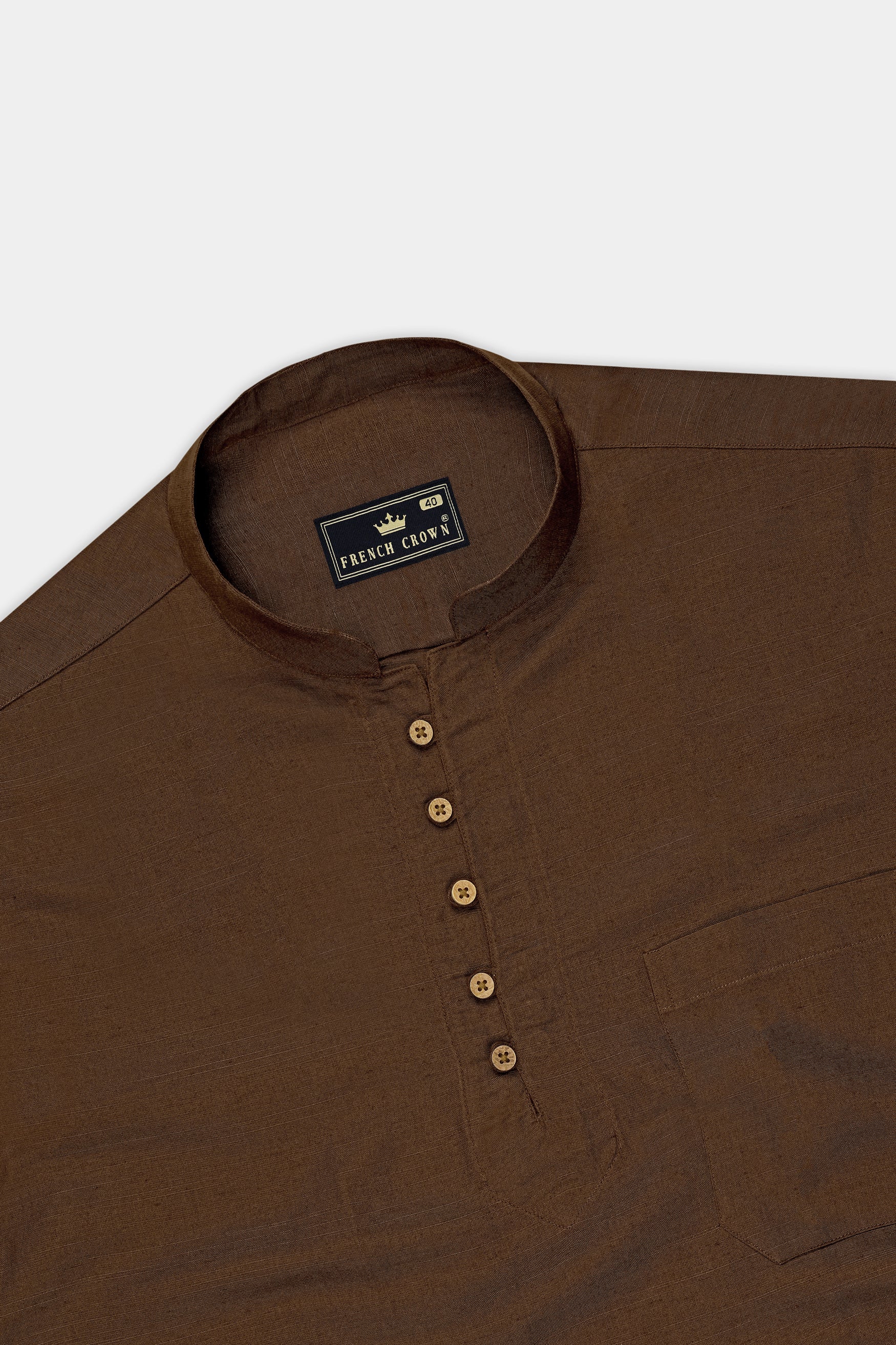 Terra-Derby Brown Luxurious Linen Casual Kurta Shirt