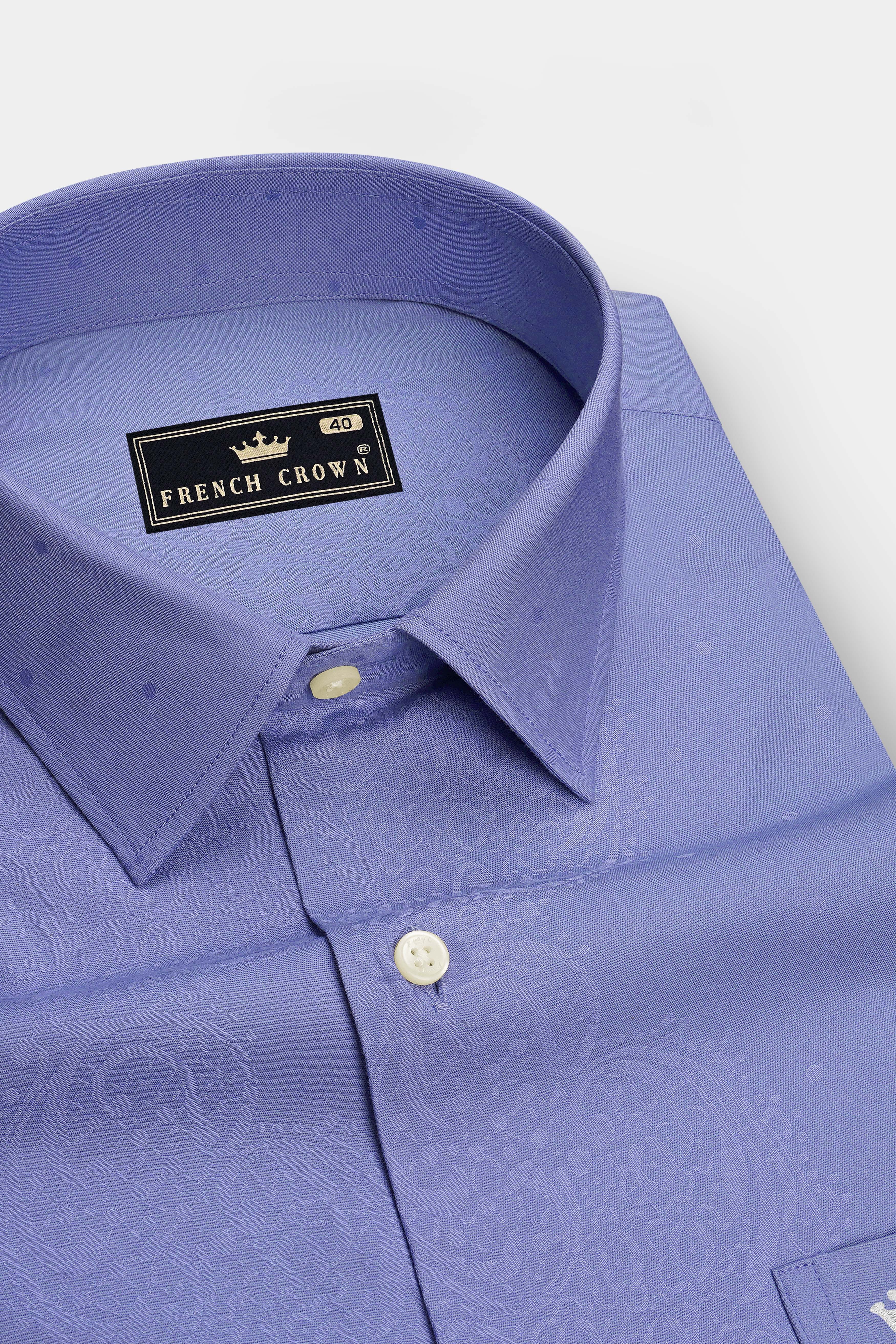 Eldrin-Chetwode Blue Jacquard Textured Premium Cotton Dress Shirt