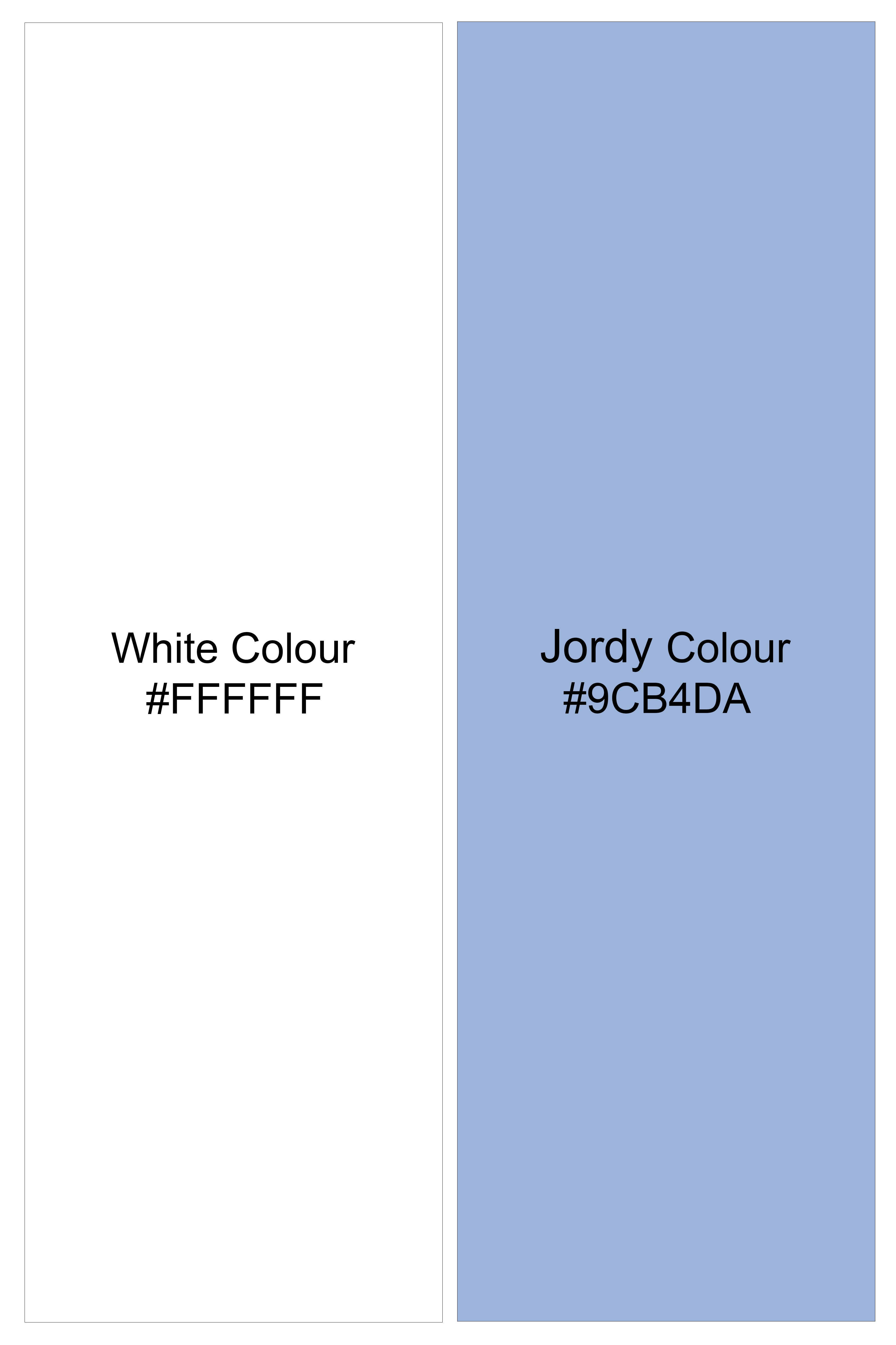 Marbello-Bright White And Jordy Blue Marble Printed Subtle Sheen Super Soft Premium Cotton Dress Shirt