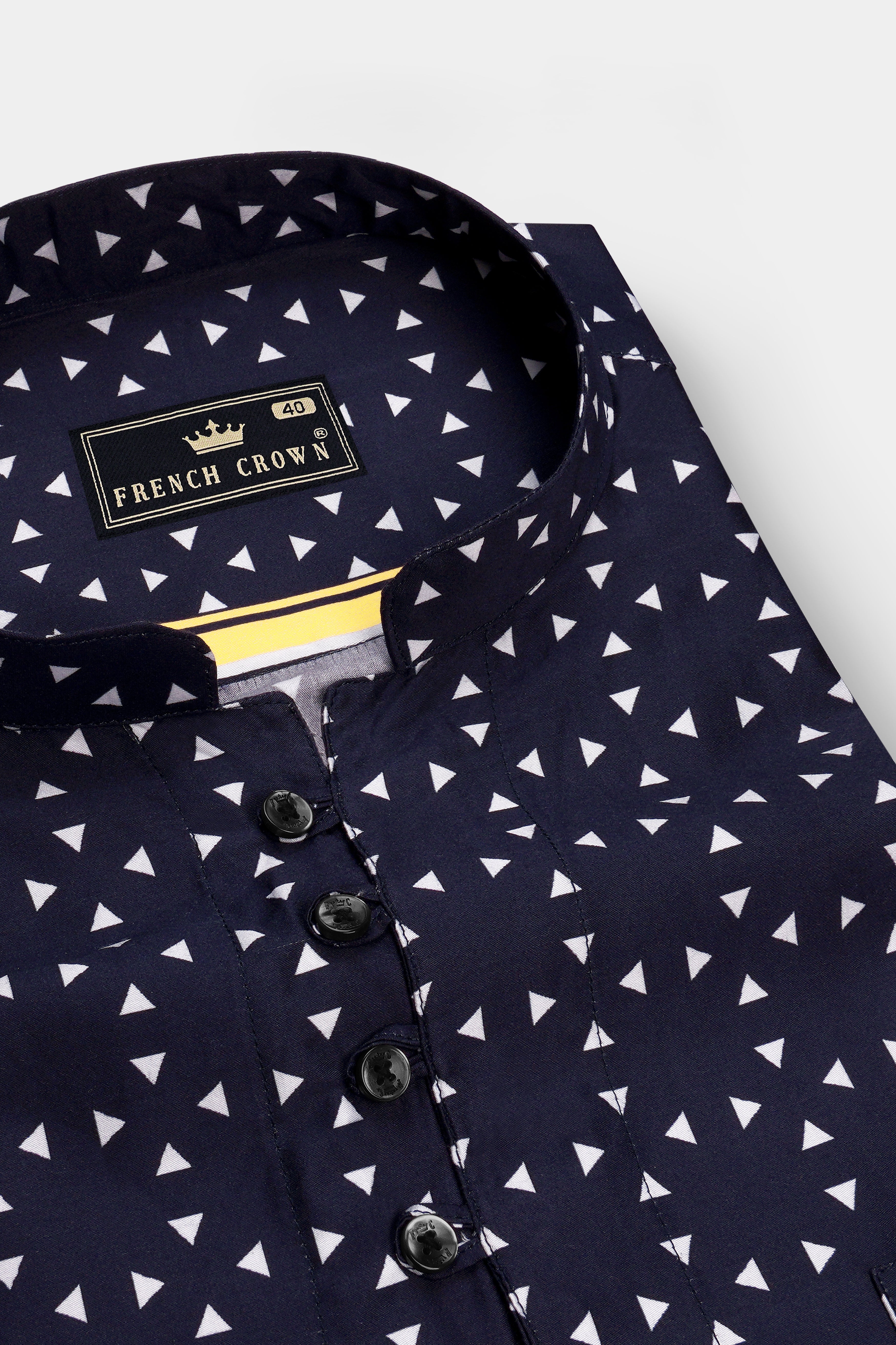Ocevan-Ebony Blue Tropical Border Printed Super Soft Premium Cotton Casual Kurta Shirt