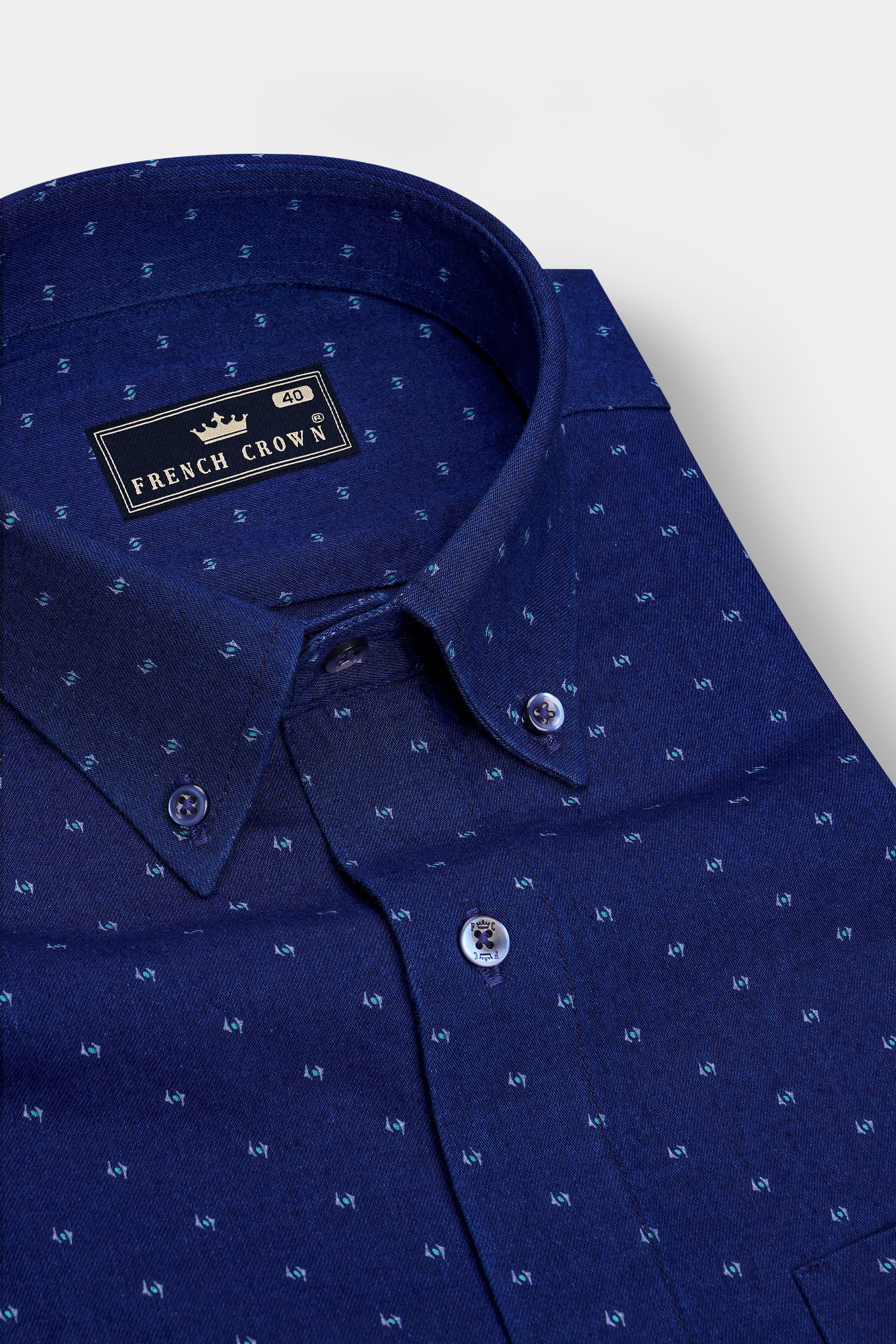 Zephric-Bunting Blue Printed Premium Denim Casual Shirt
