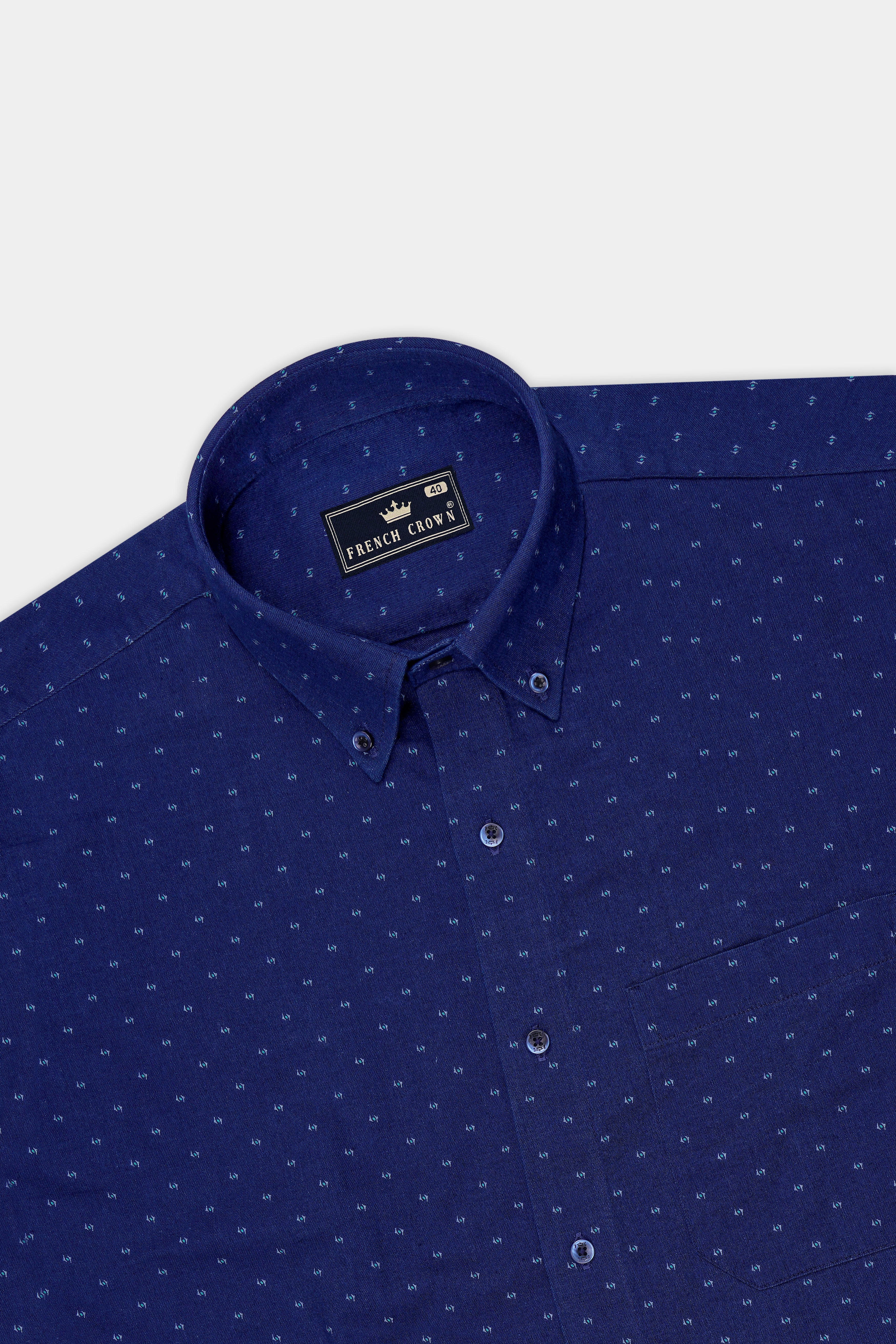 Zephric-Bunting Blue Printed Premium Denim Casual Shirt