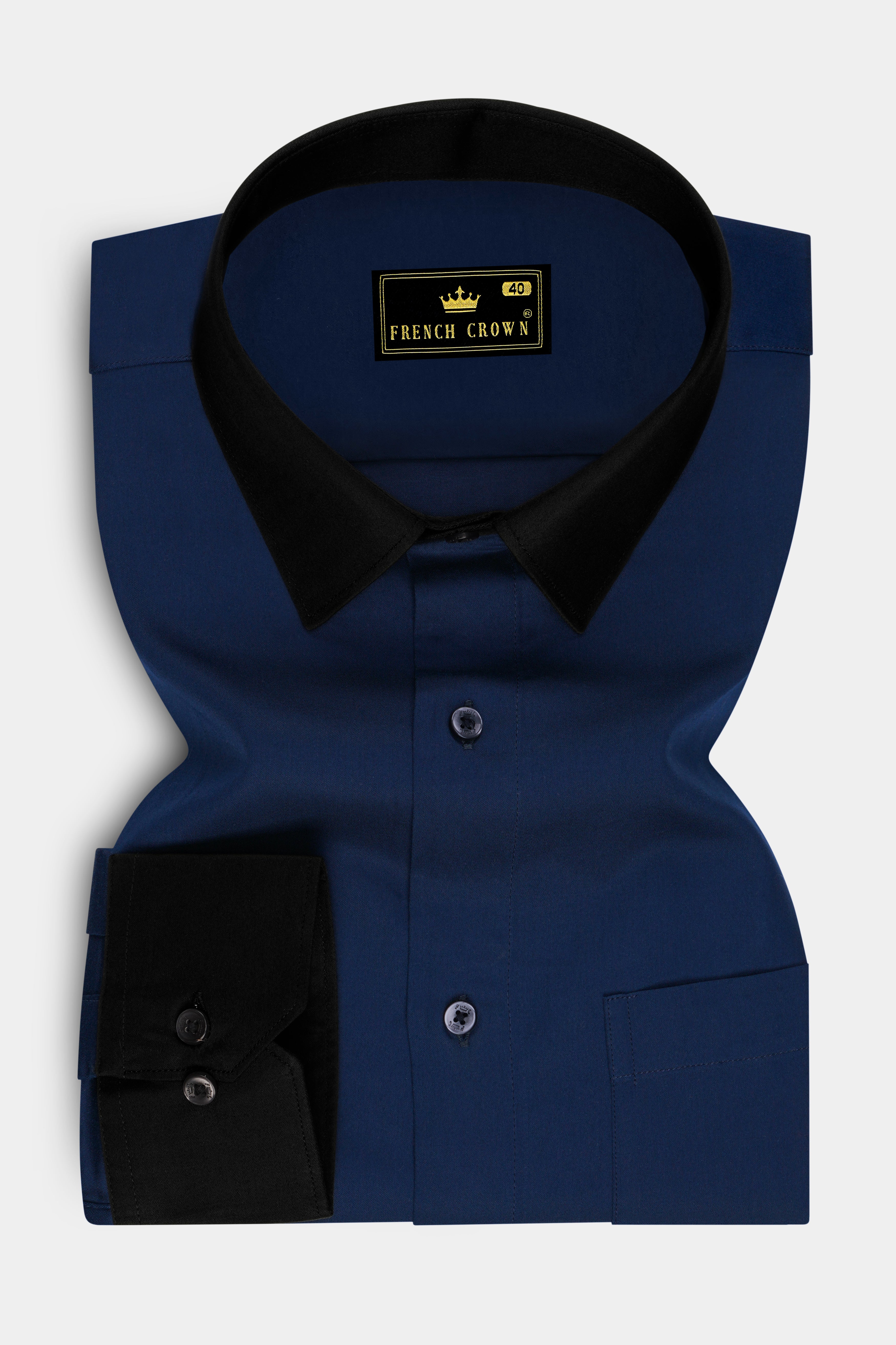 Eclisse-Midnight Blue Subtle Sheen Super Soft Premium Cotton Dress Shirt