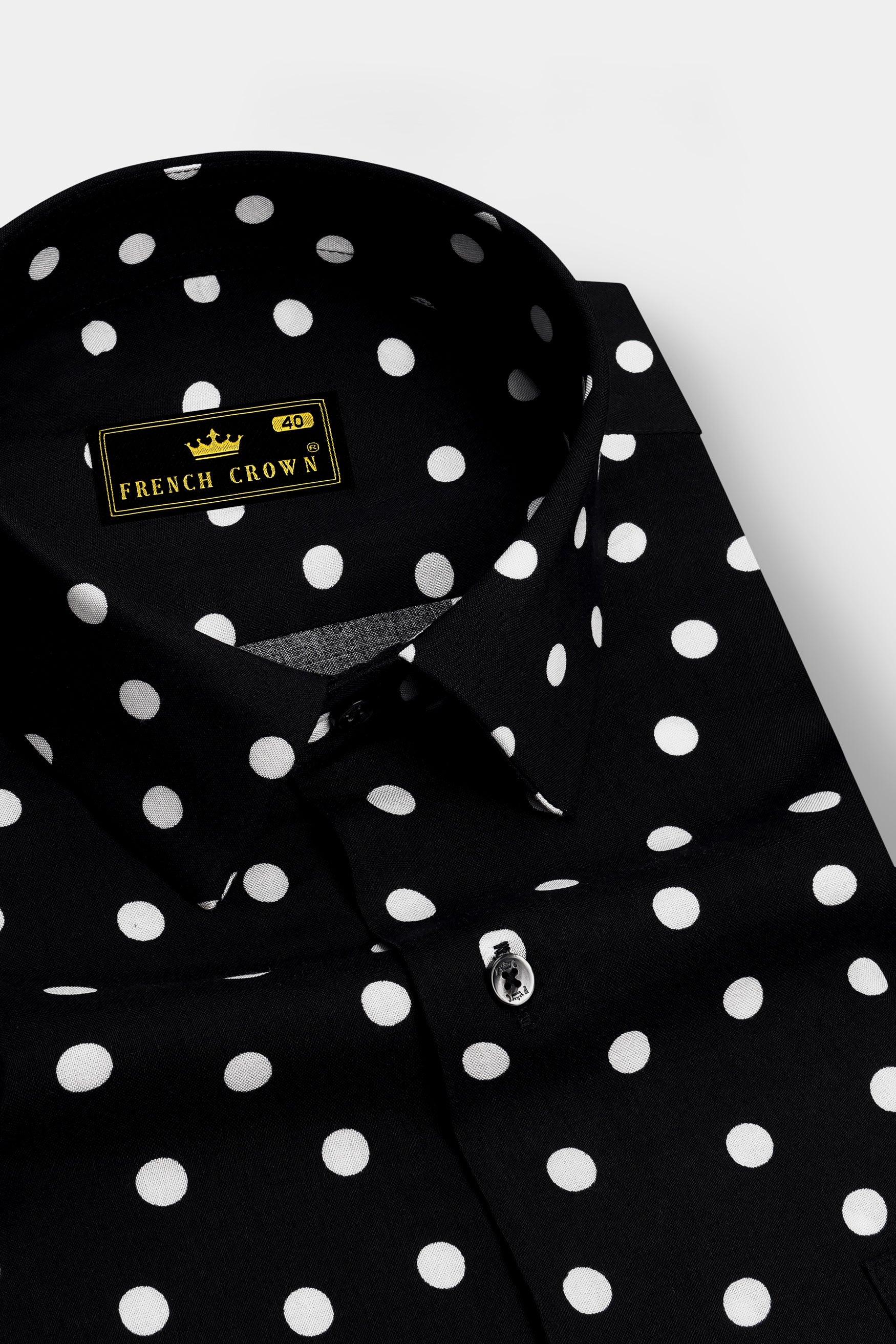 Lunair-Jade Black Polka Dots Printed Super Soft Tencel Casual Shirt