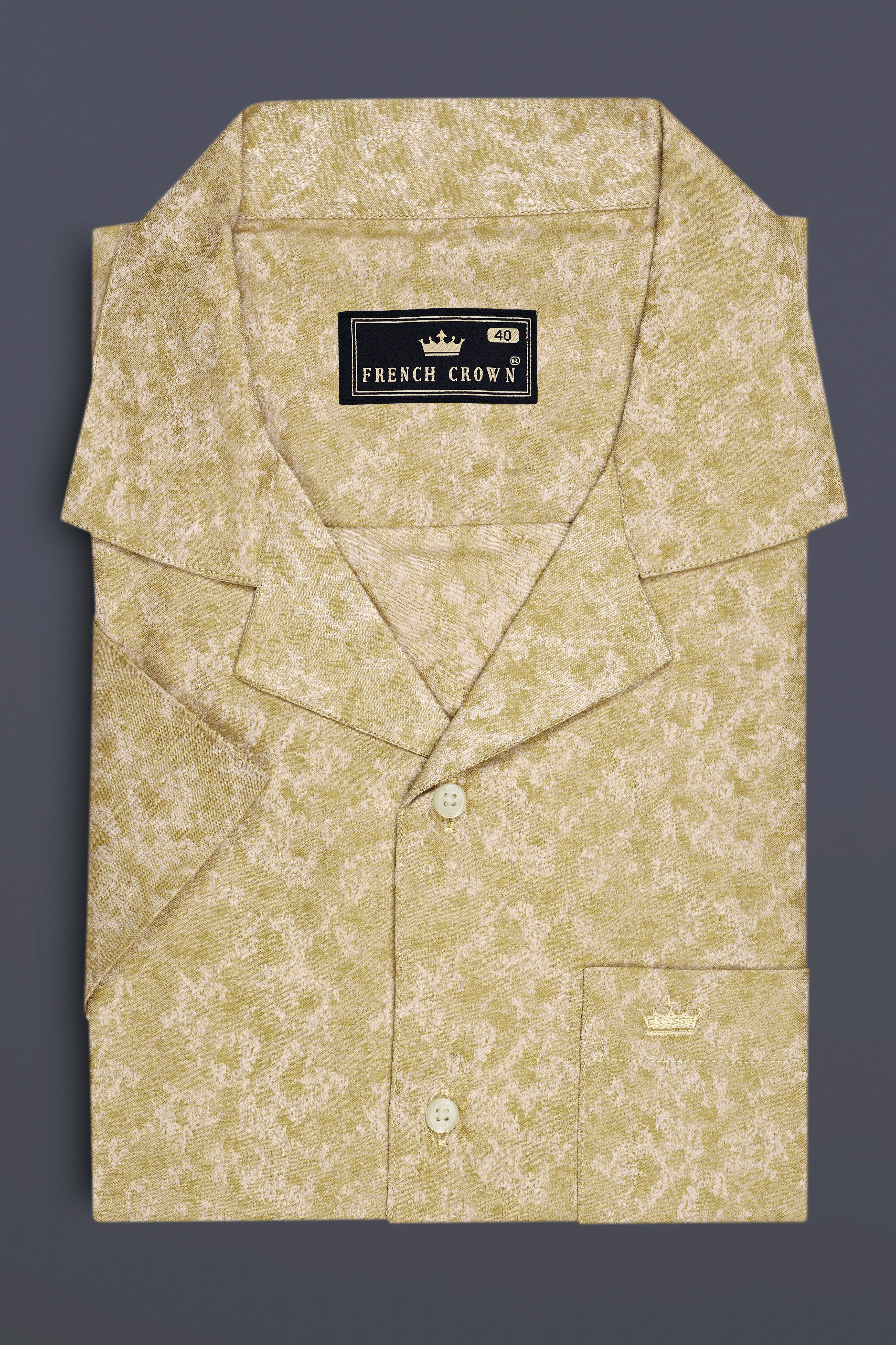 Soleil-Husk Yellow Vintage Jacquard Textured Premium Cotton Casual Shirt
