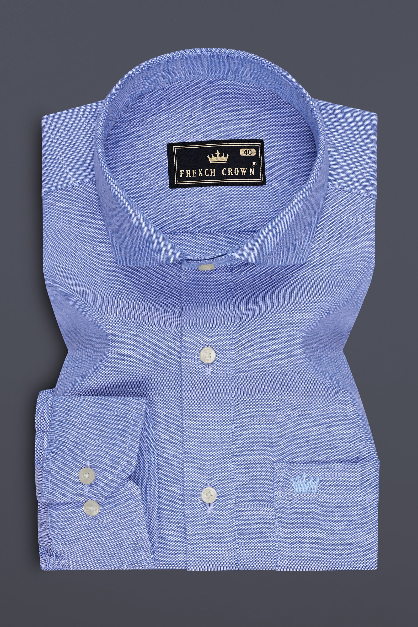 Orvani-Chetwode Blue Textured Oxford Premium Cotton Dress Shirt