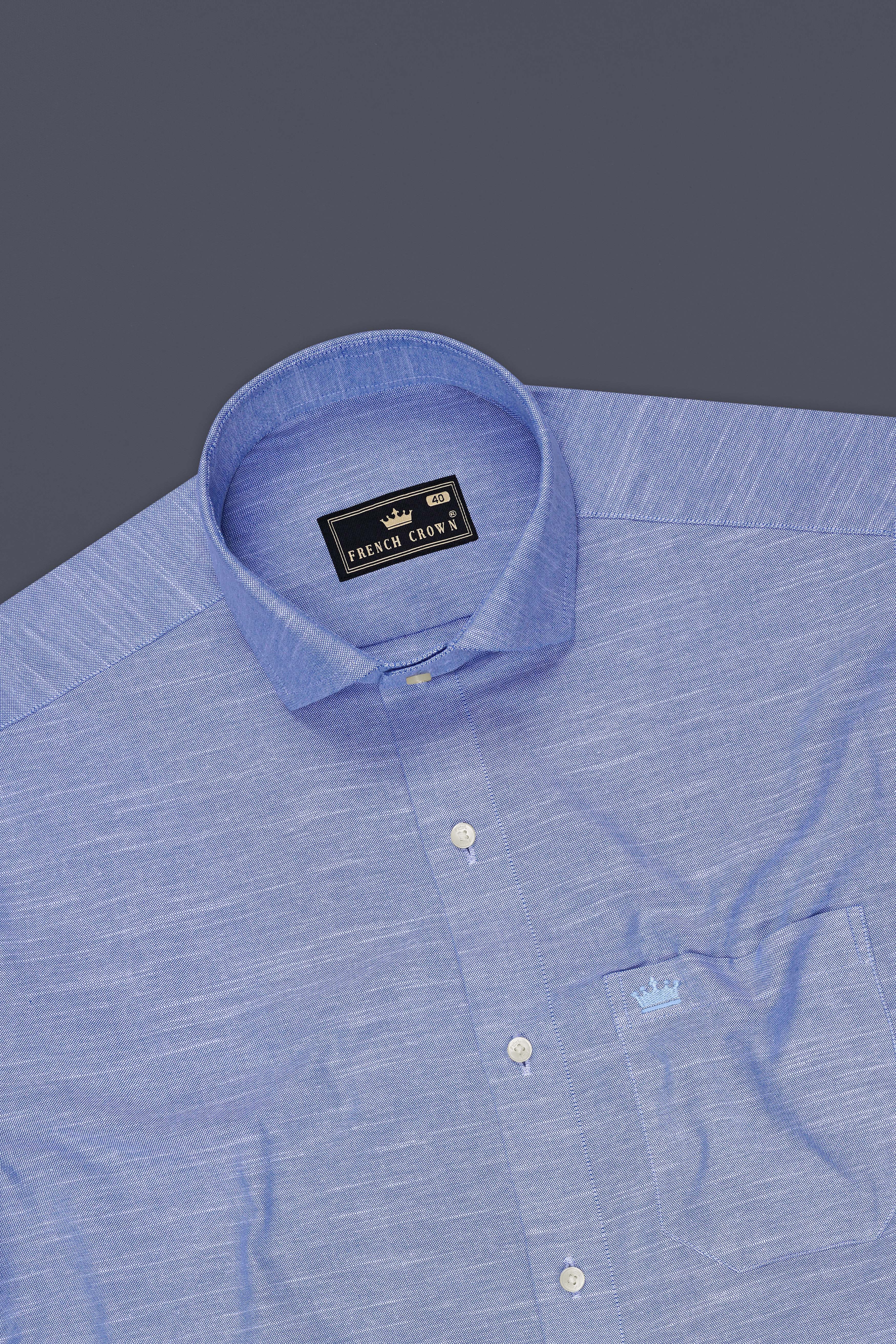 Orvani-Chetwode Blue Textured Oxford Premium Cotton Dress Shirt