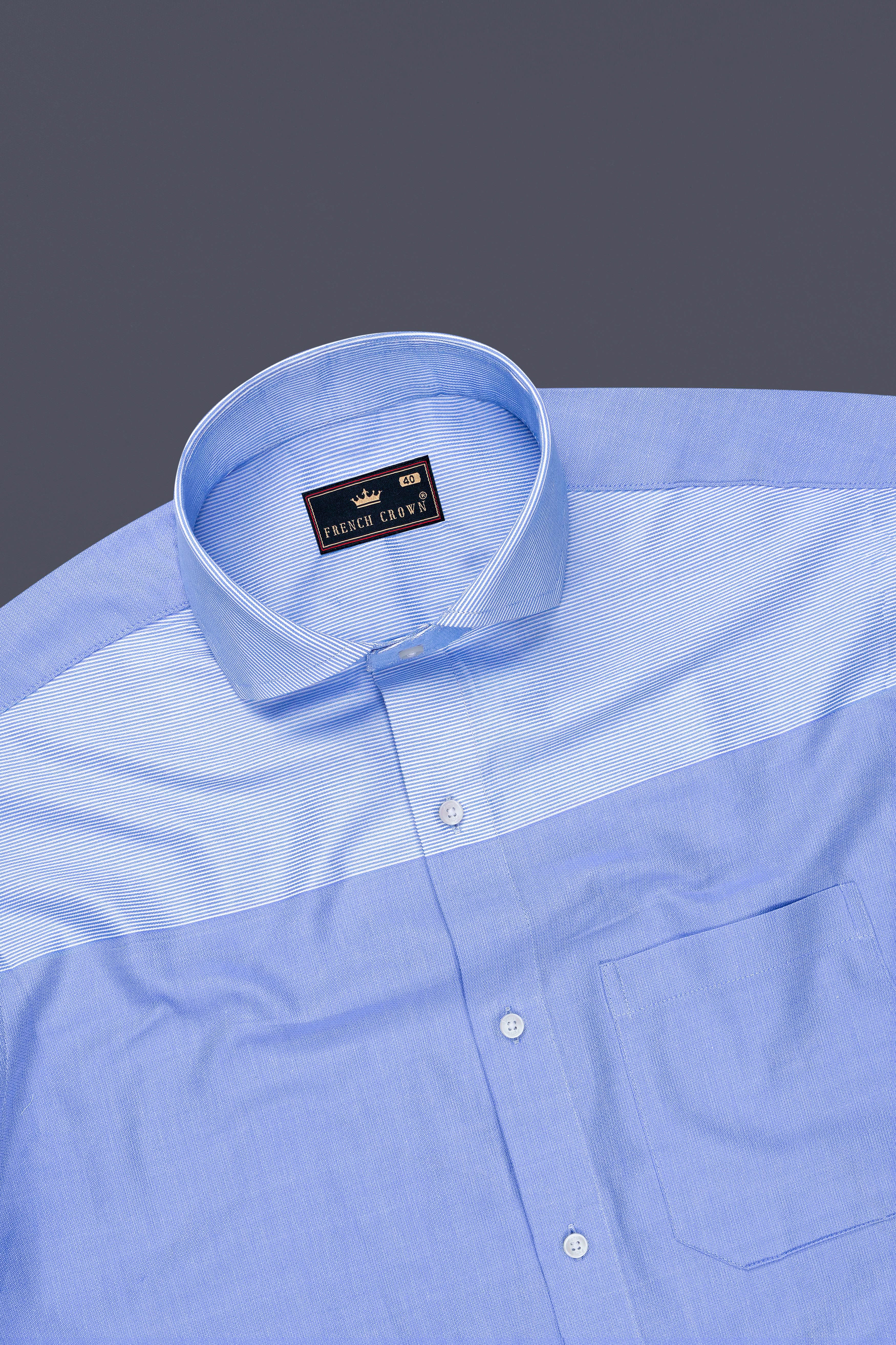 Ocevio-Perano Blue Striped Oxford Premium Cotton Dress Shirt
